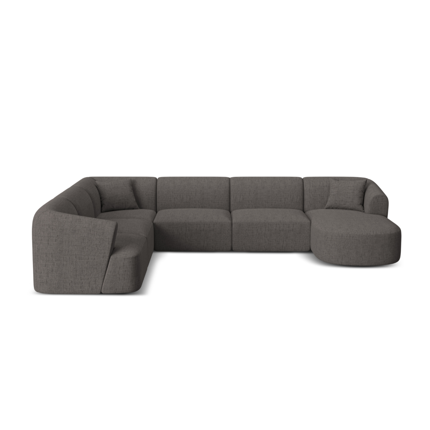 Left-sided panoramic corner sofa for 7 people CAMPI gray chenille