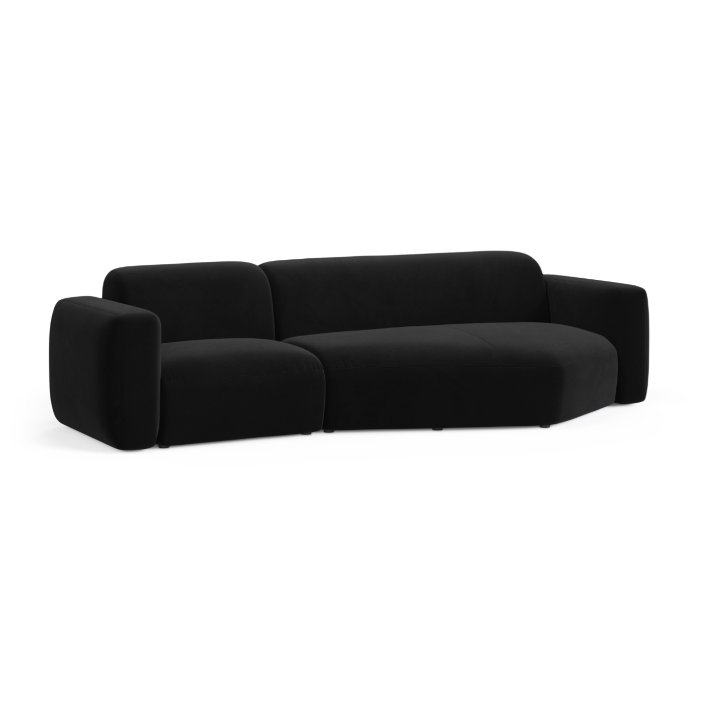 Samt-Ecksofa rechts STRINO schwarz
