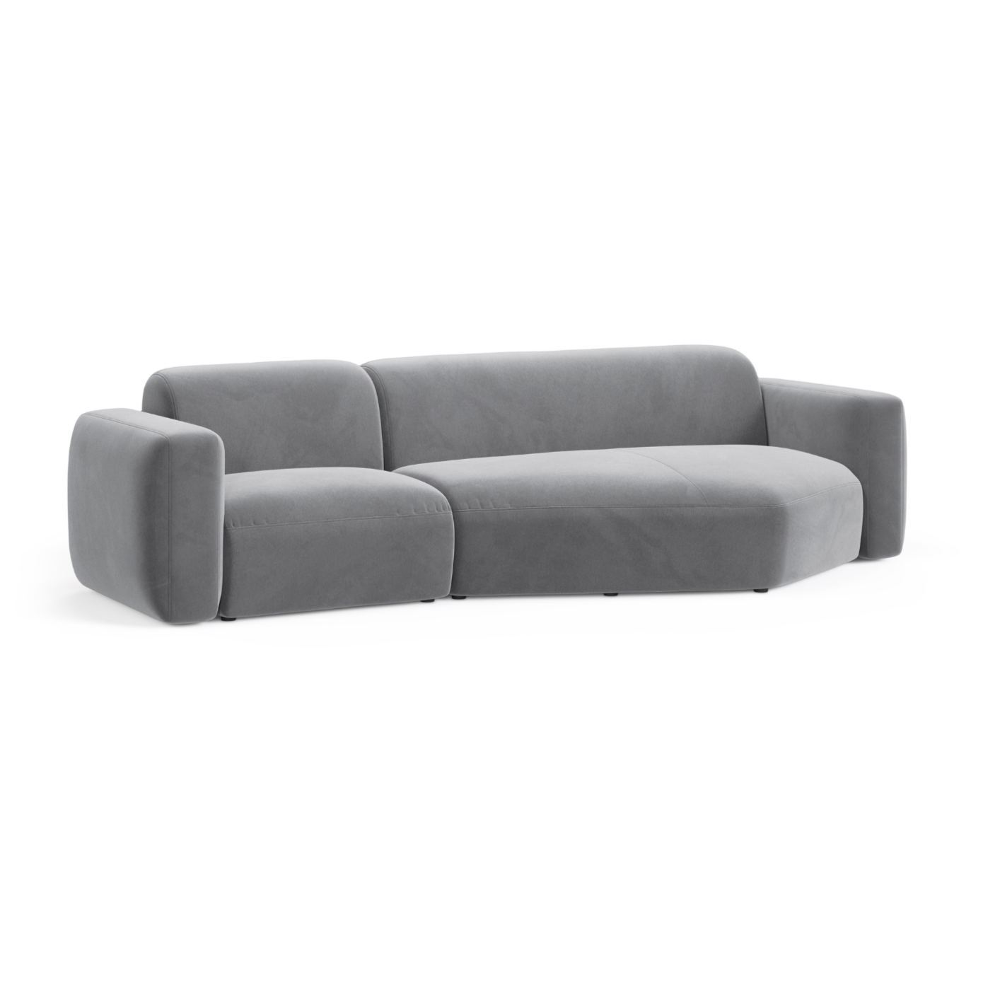 Samt-Ecksofa rechts STRINO grau