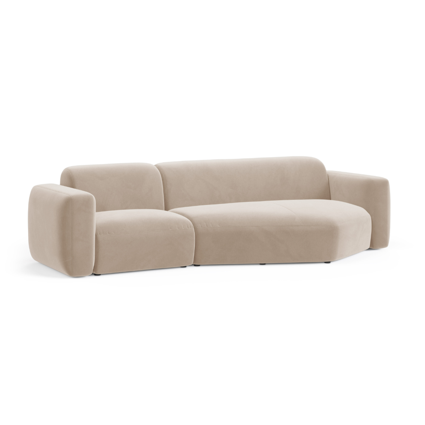Samt-Ecksofa rechts STRINO beige