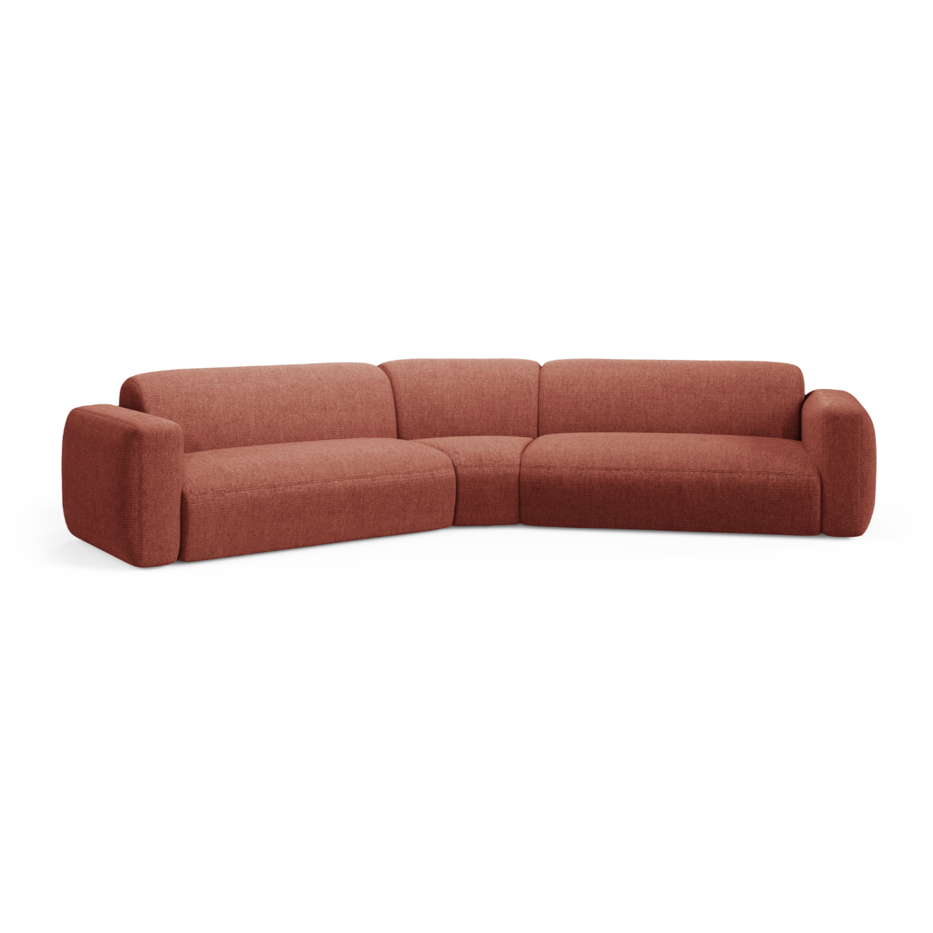 Symmetrische Eckcouch STRINO korallenfarbener Chenille
