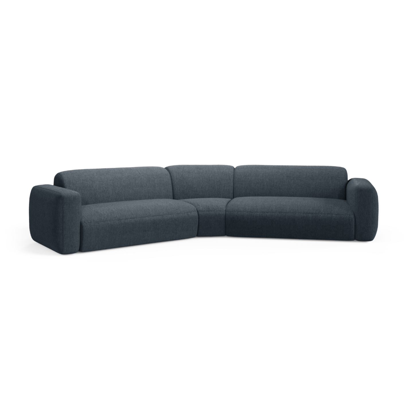 Symmetrische Eckcouch STRINO blauer Chenille