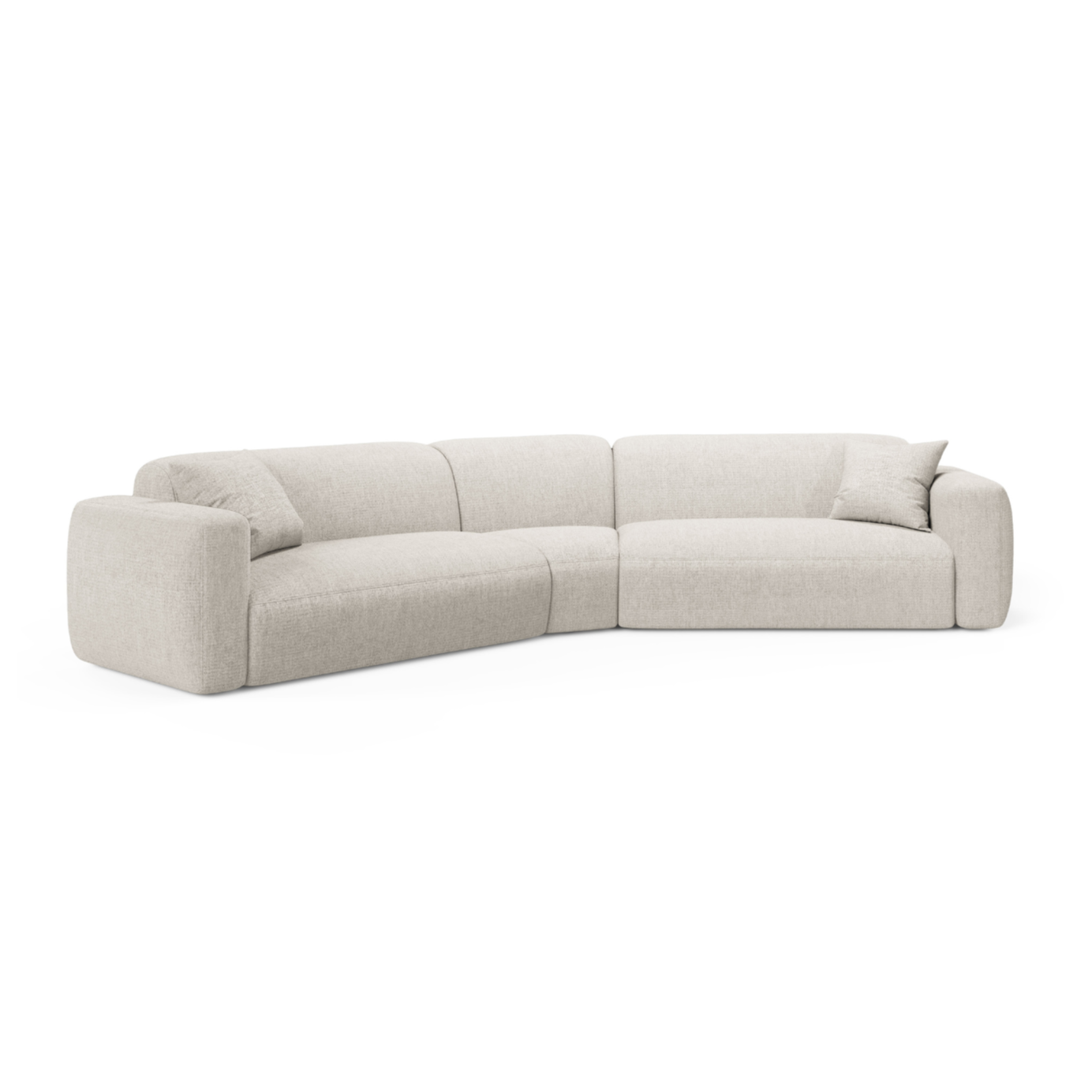 Symmetrische Eckcouch STRINO in cremefarbenem Chenille