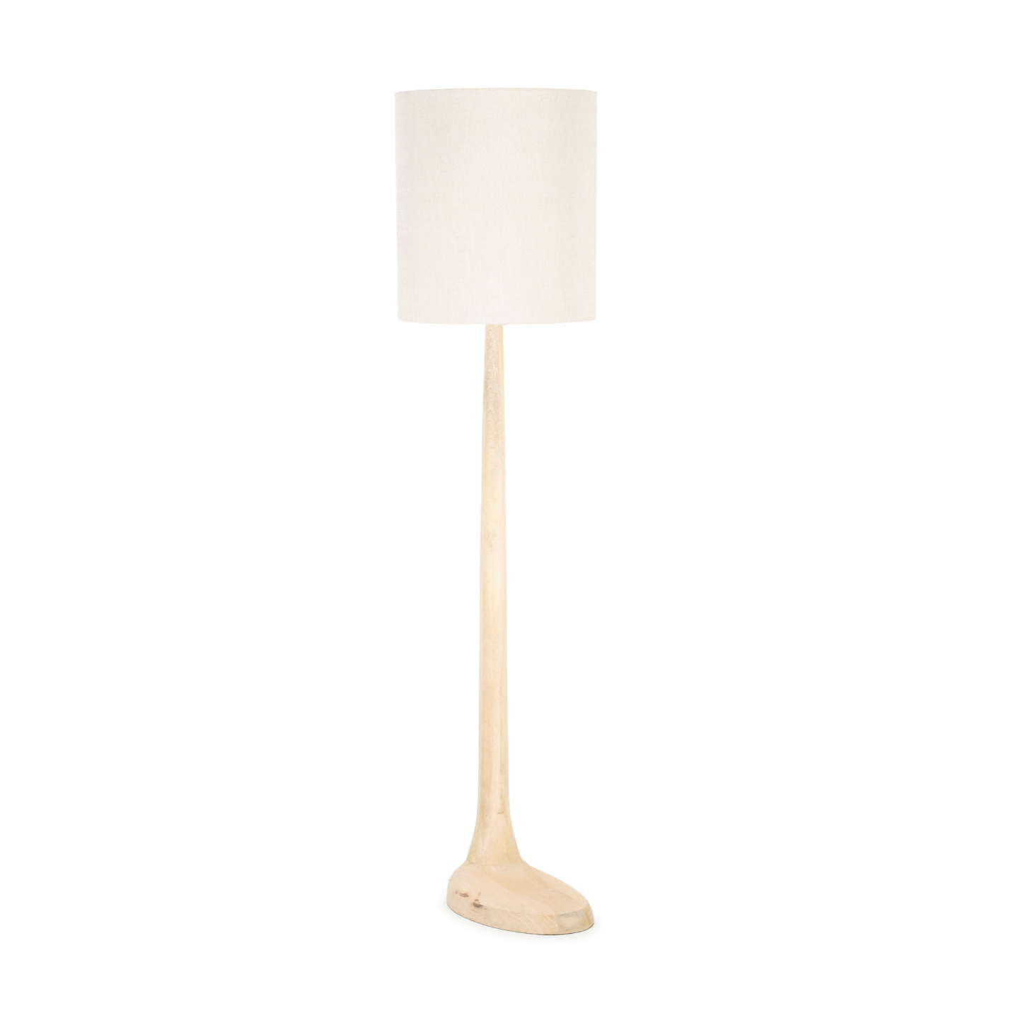 Lampa podłogowa RINE drewno mango z kremowym kloszem