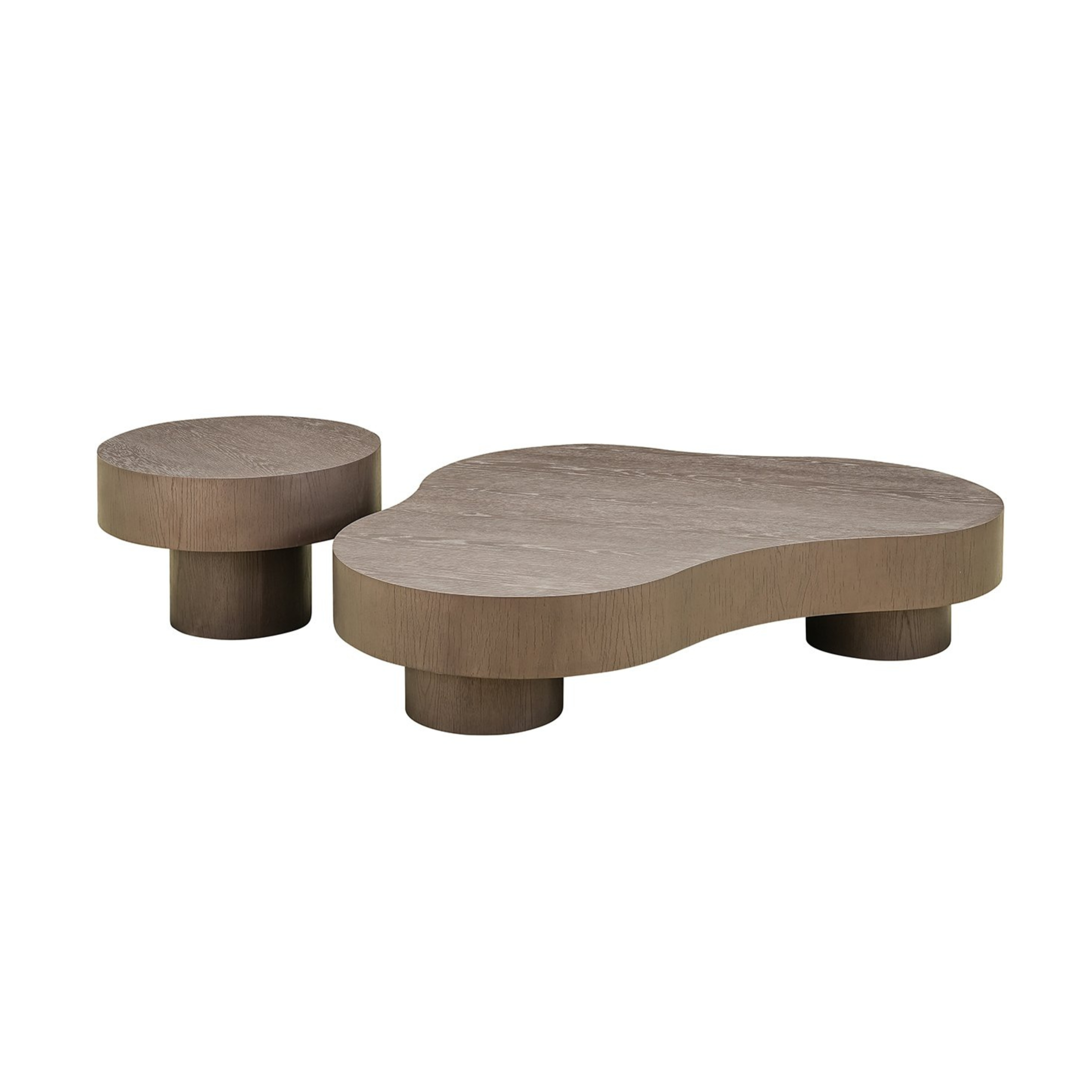 Set von Kaffeetischen BOGOR braunes Eichenfurnier