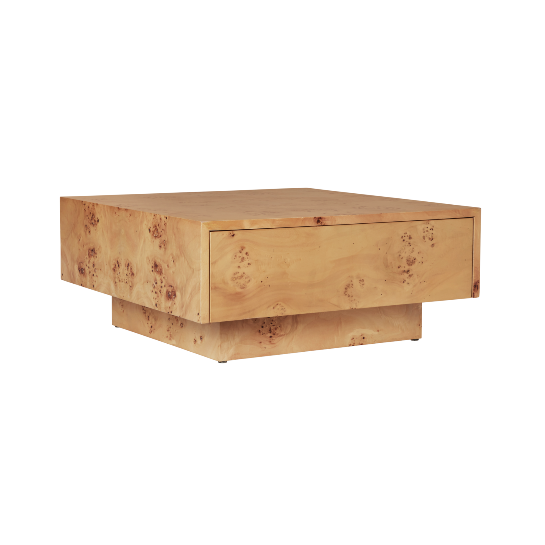 BURL veneer coffee table with a drawer made of poplar plywood