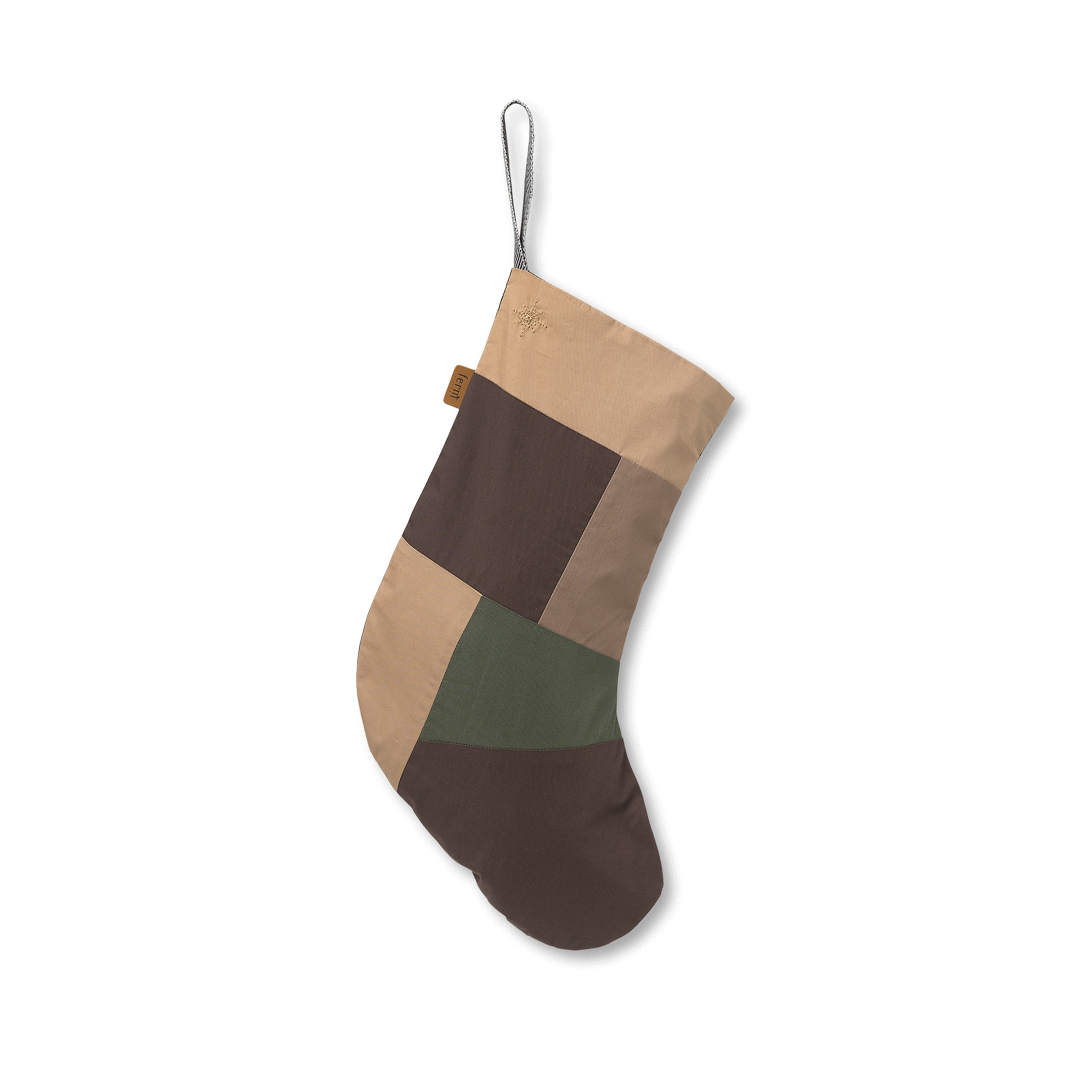 Skarpeta na prezenty PATCHWORK CHRISTMAS STOCKING beżowy z brązowym