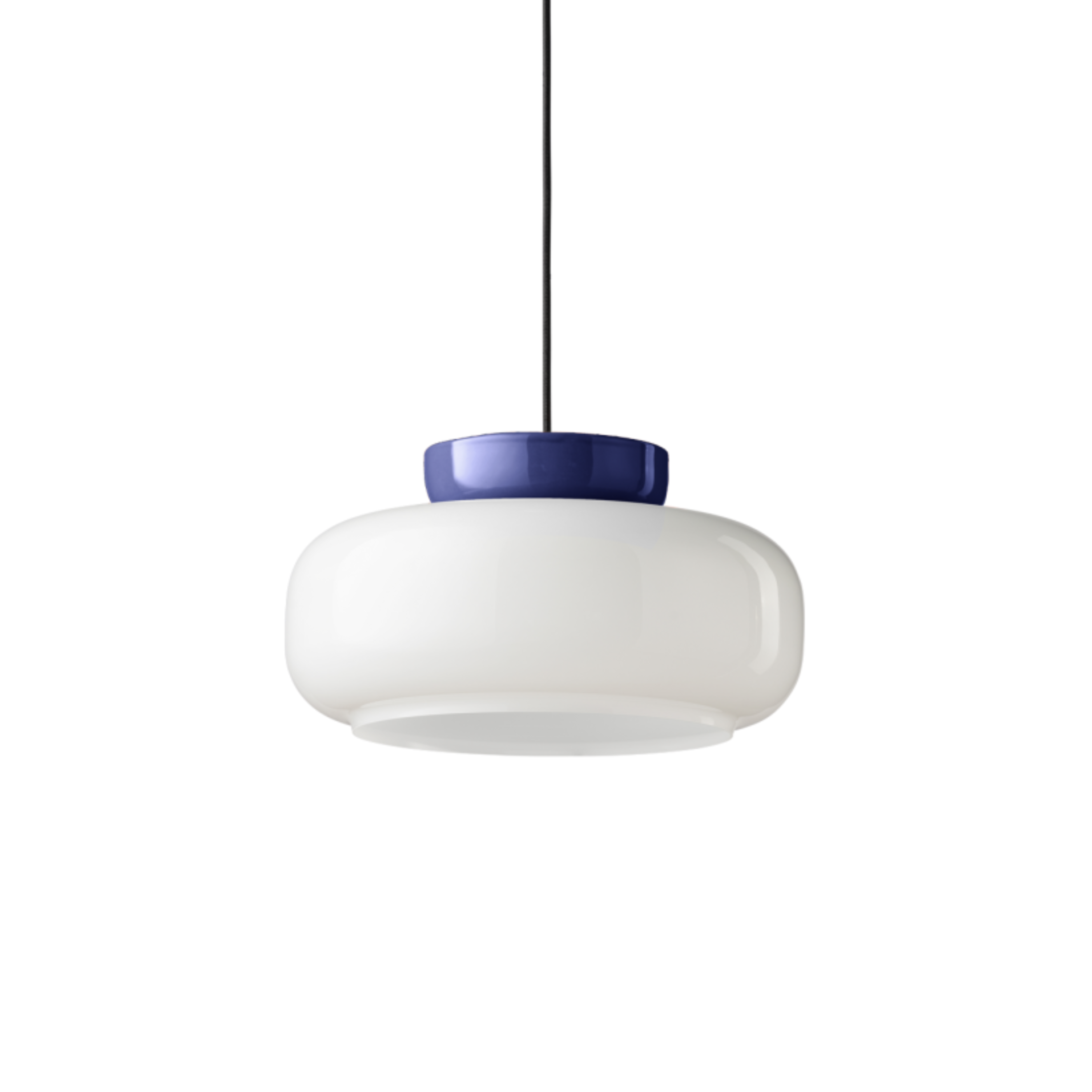 MARACANÀ milk-colored ceramic pendant lamp with navy blue