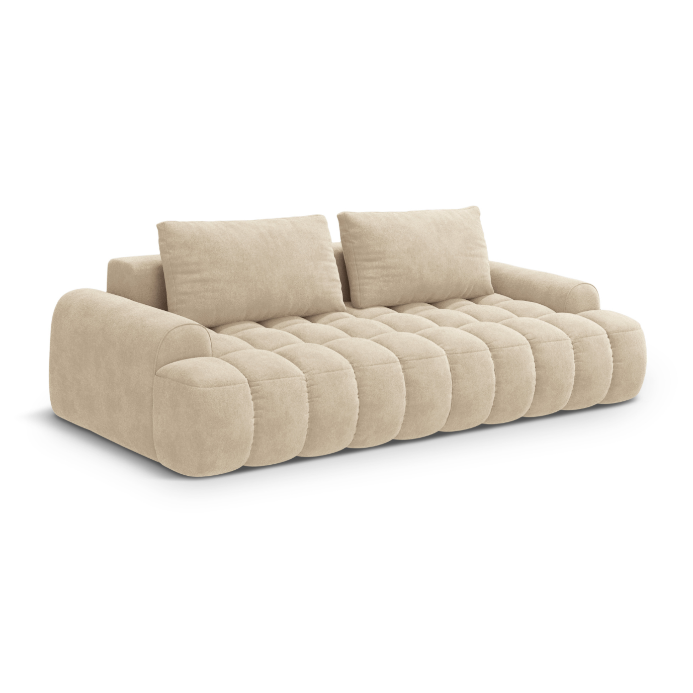 Sofa aksamitna z funkcją spania 4-osobowa LINZ jasnobeżowy