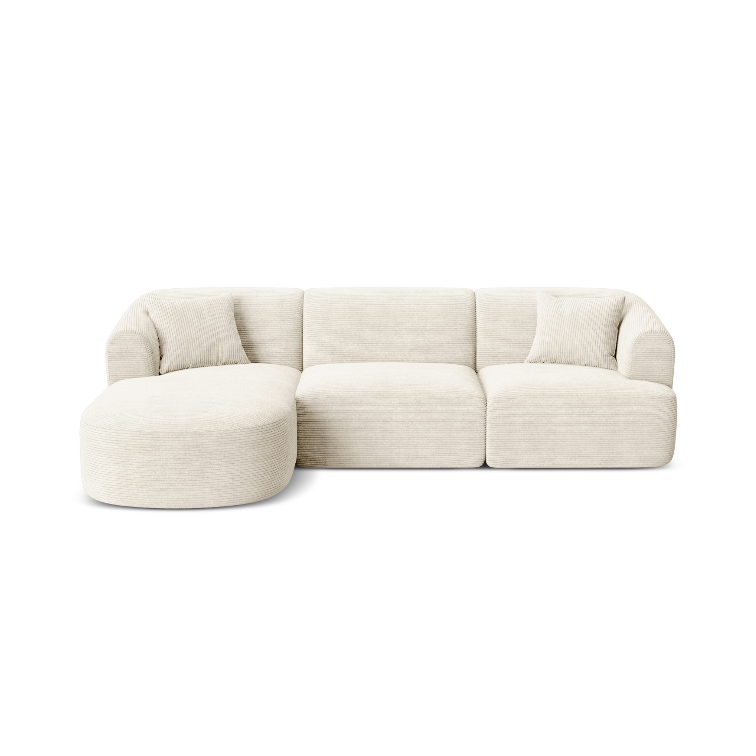Linksseitiges 4-Sitzer-Sofa CAMPI in cremefarbener Cord-Optik