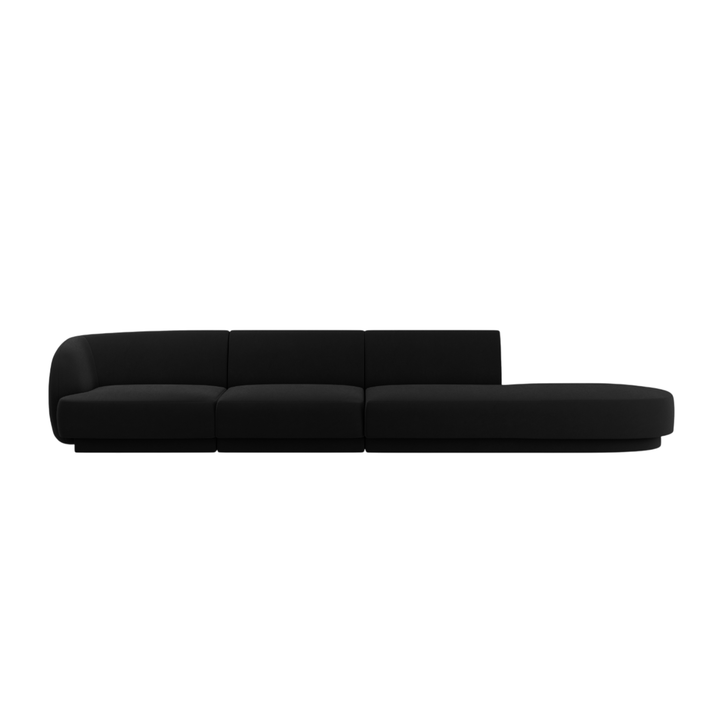 Sofa aksamitna prawostronna 4-osobowa otwarta MILEY czarny