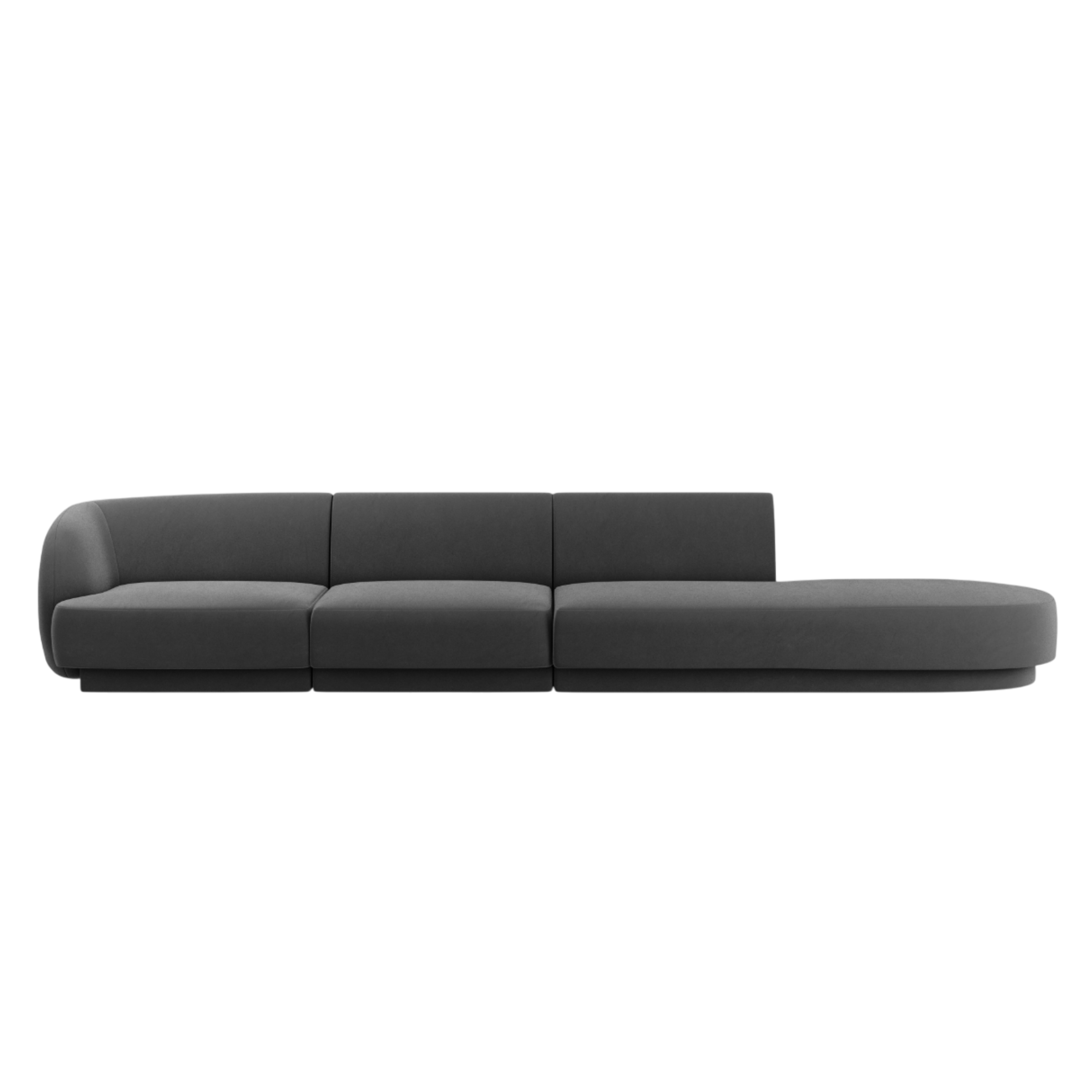Sofa aksamitna prawostronna 4-osobowa otwarta MILEY ciemnoszary