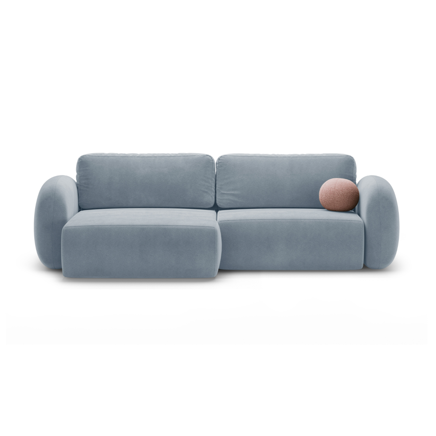 Universeller Samt-Ecksofa mit Schlaf-Funktion für 4 Personen TONALE himmelblau