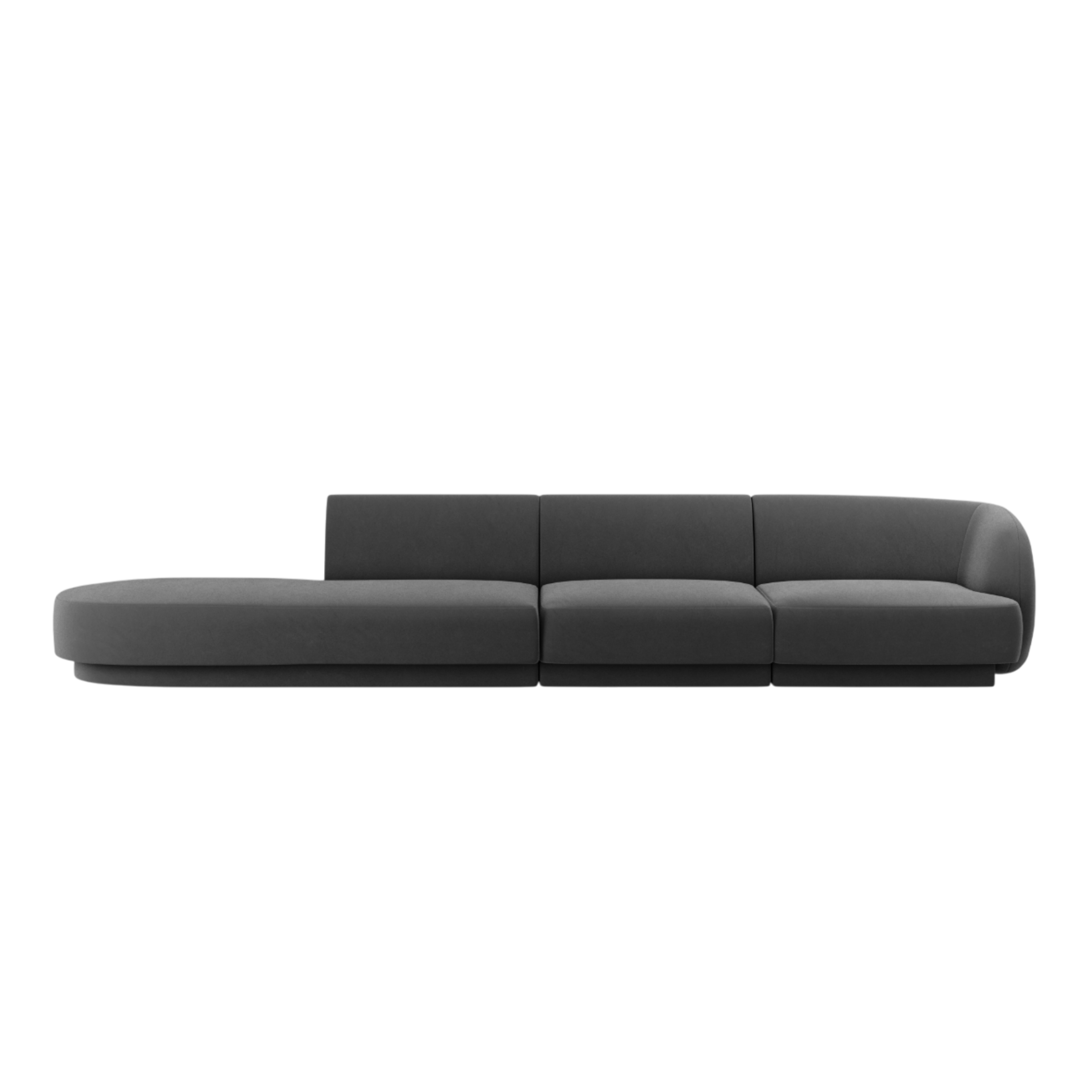 Sofa aksamitna lewostronna 4-osobowa otwarta MILEY ciemnoszary