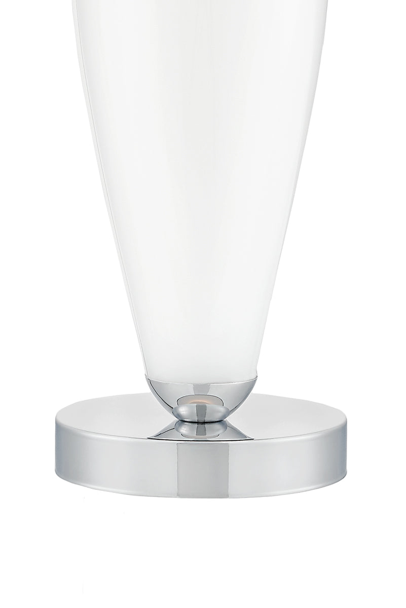 Tischlampe REA weiß mit milchigem Sockel und silbernem Finish