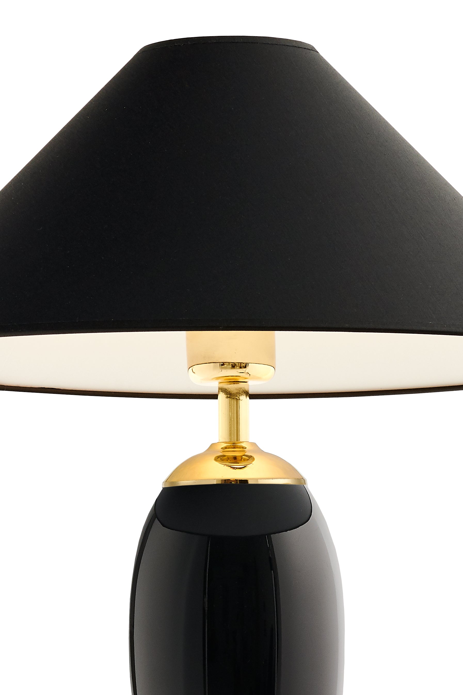 Tischlampe REA schwarz mit schwarzem Sockel und goldener Veredelung