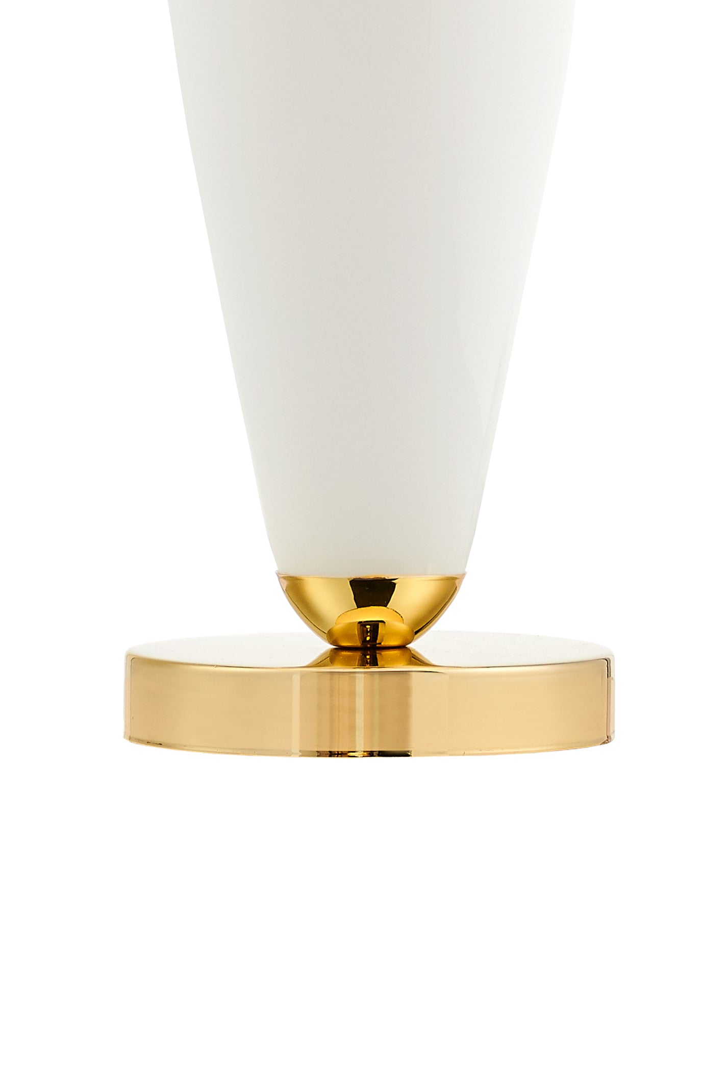 Tischlampe REA weiß mit milchigem Sockel und goldener Veredelung