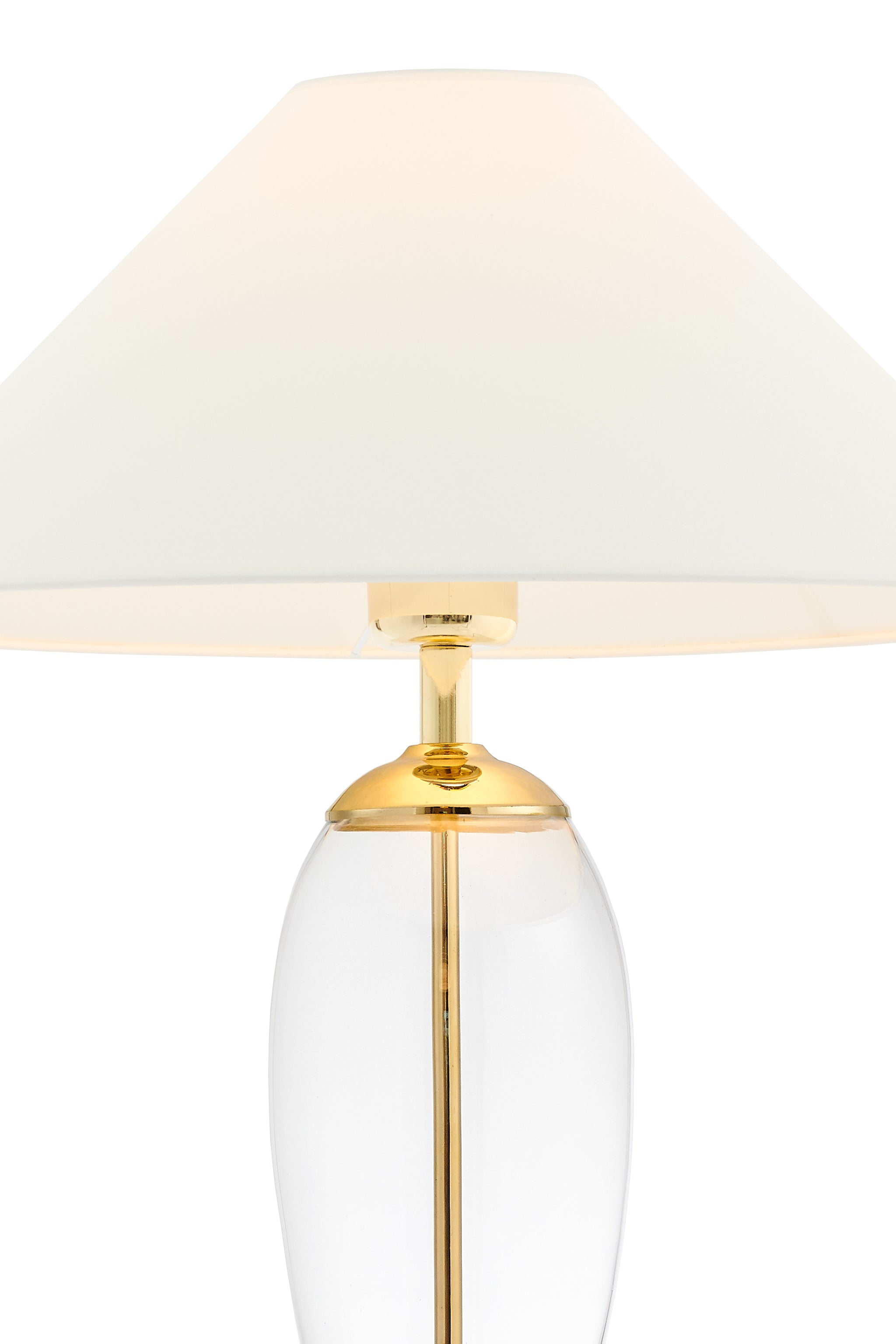 Tischlampe REA weiß mit transparenter Basis und goldener Veredelung