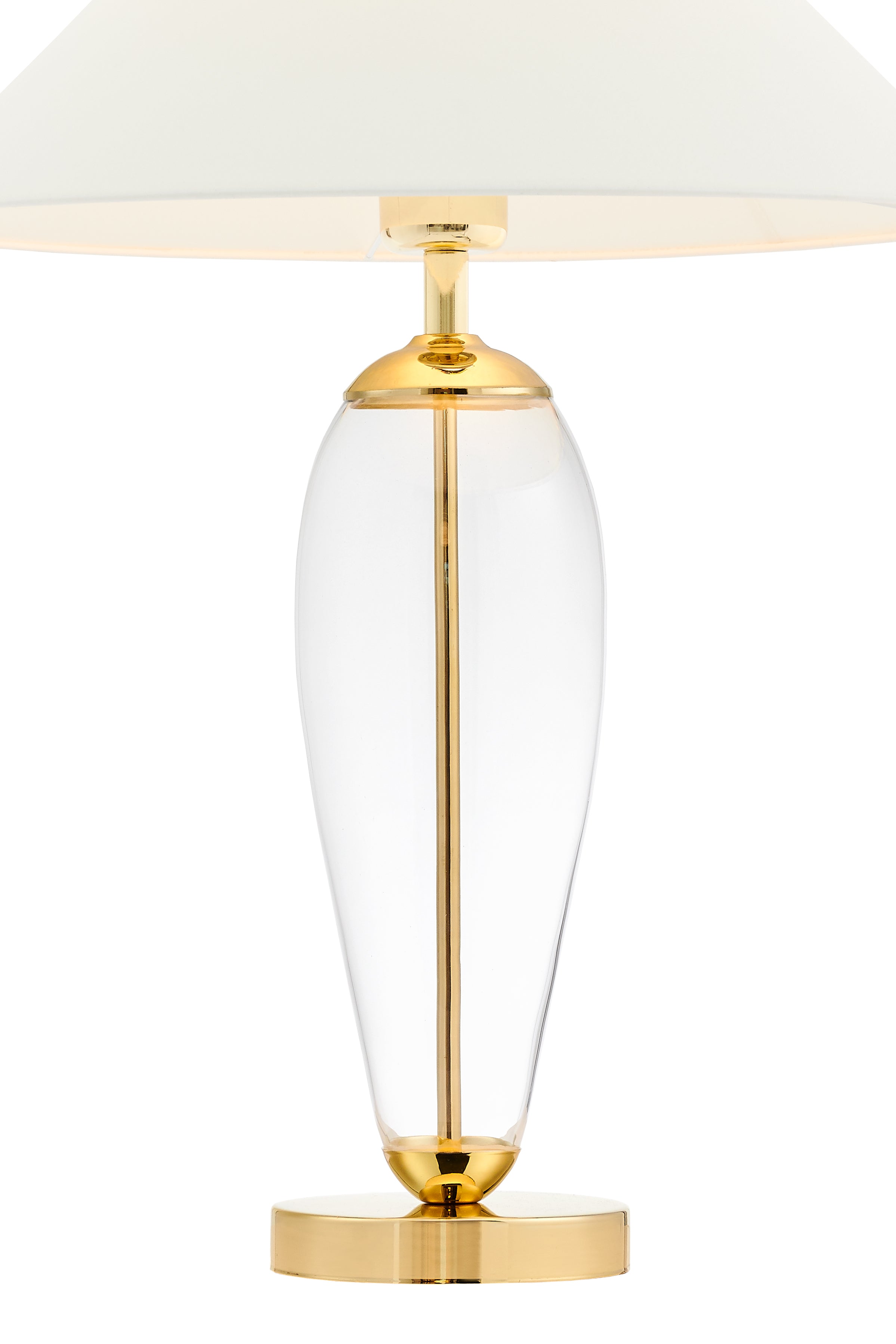 Tischlampe REA weiß mit transparenter Basis und goldener Veredelung