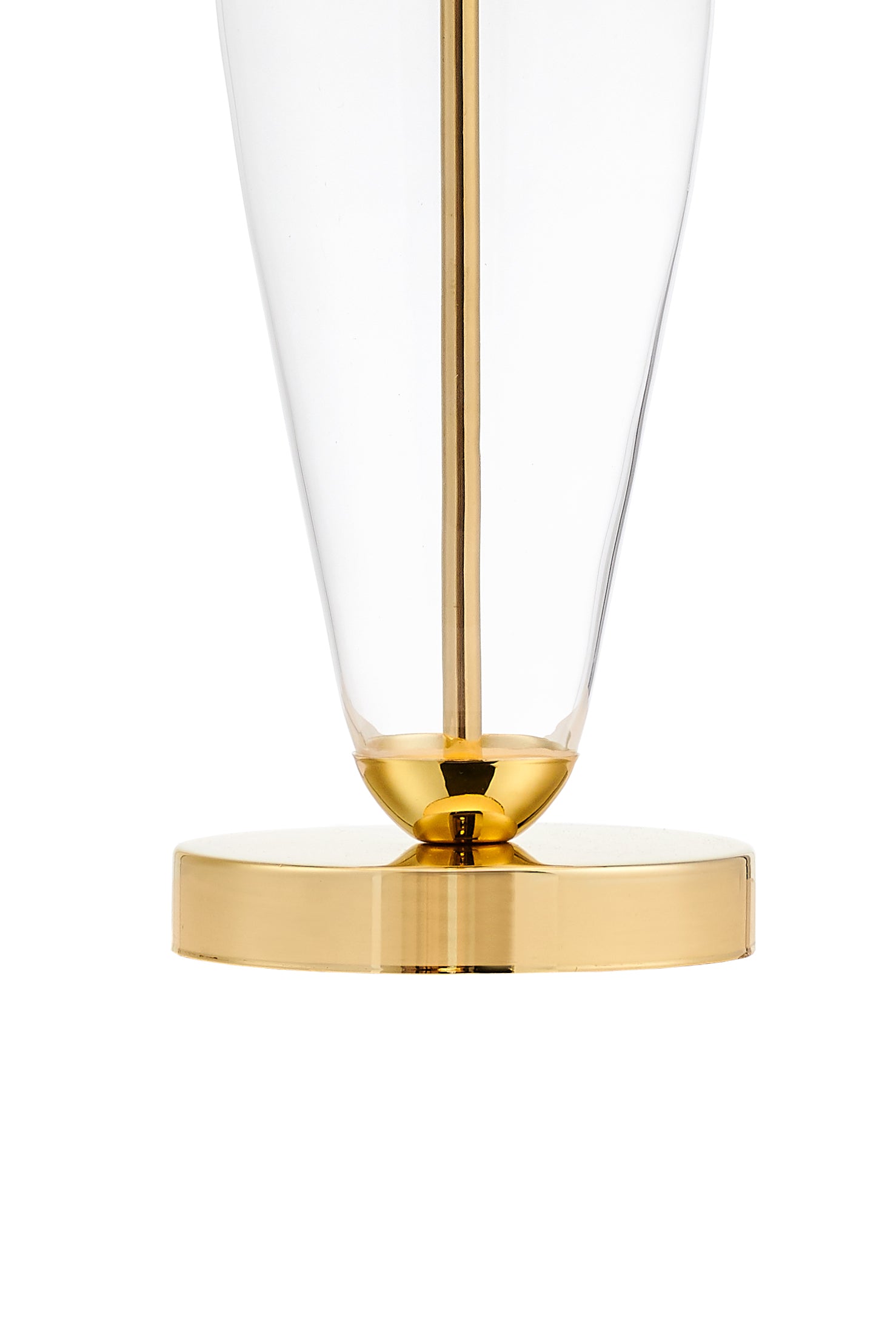 Tischlampe REA weiß mit transparenter Basis und goldener Veredelung