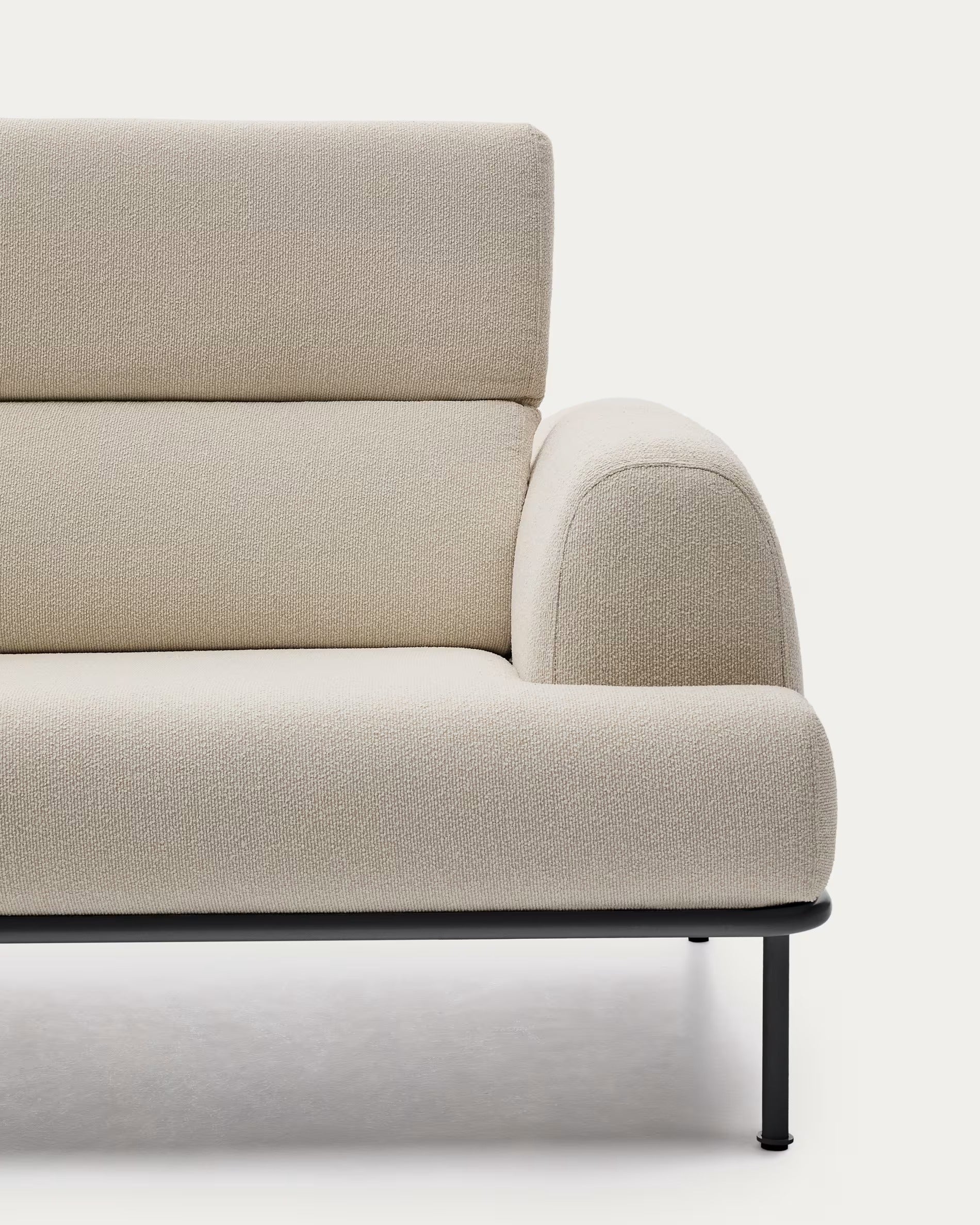 AURUM 3-Sitzer-Sofa Ecru Chenille mit dunkelgrauem Untergestell