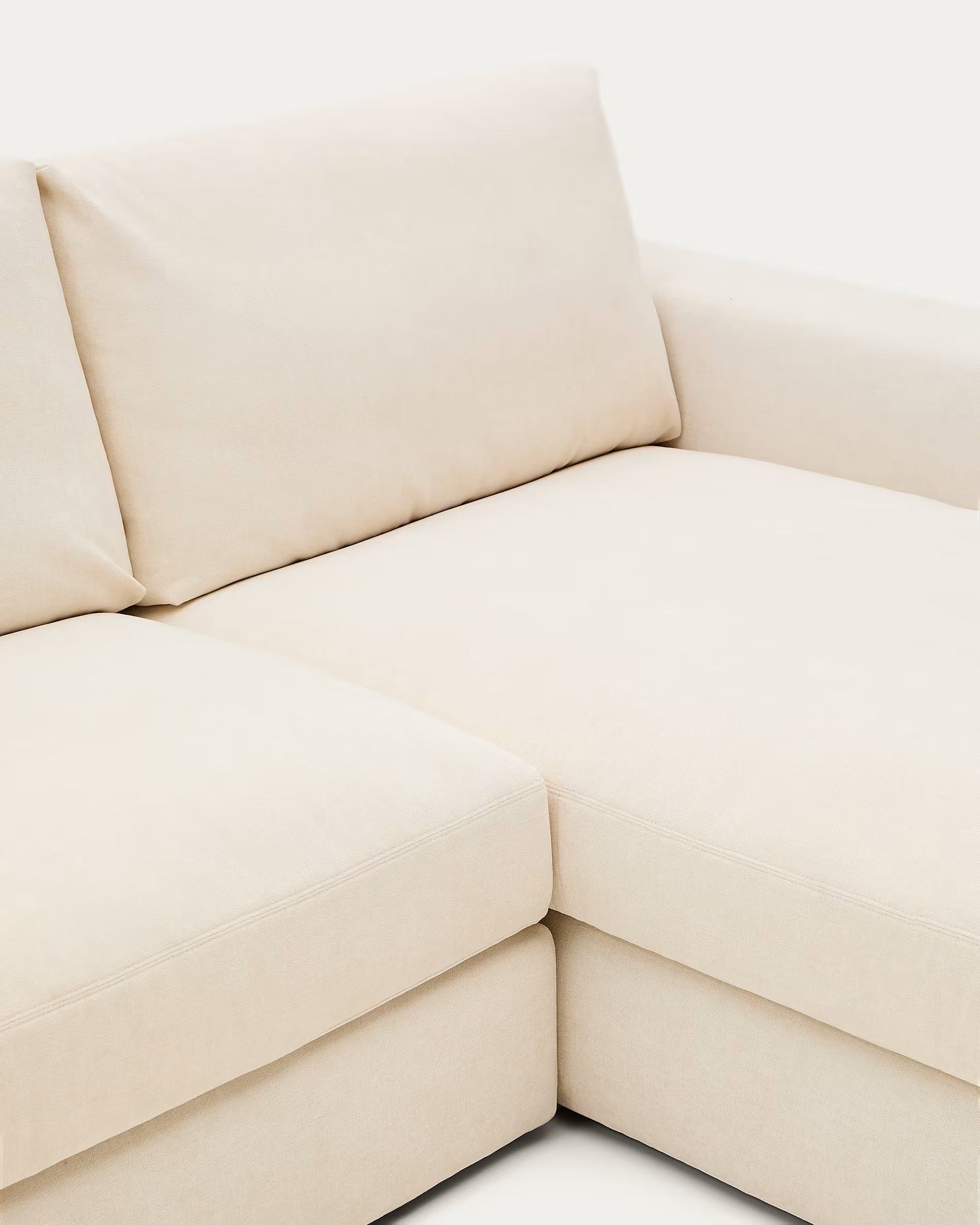 Rechtes 5-Sitzer-Ecksofa ALEA aus ecrufarbenem Chenille