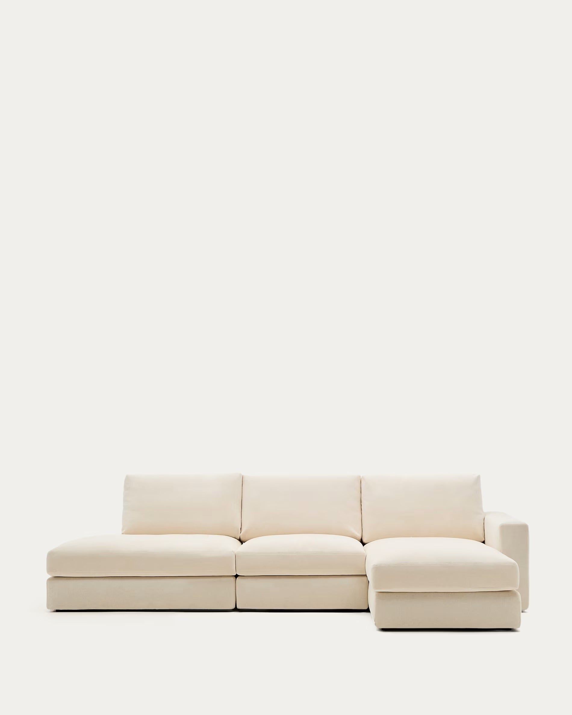 Rechtes 5-Sitzer-Ecksofa ALEA aus ecrufarbenem Chenille
