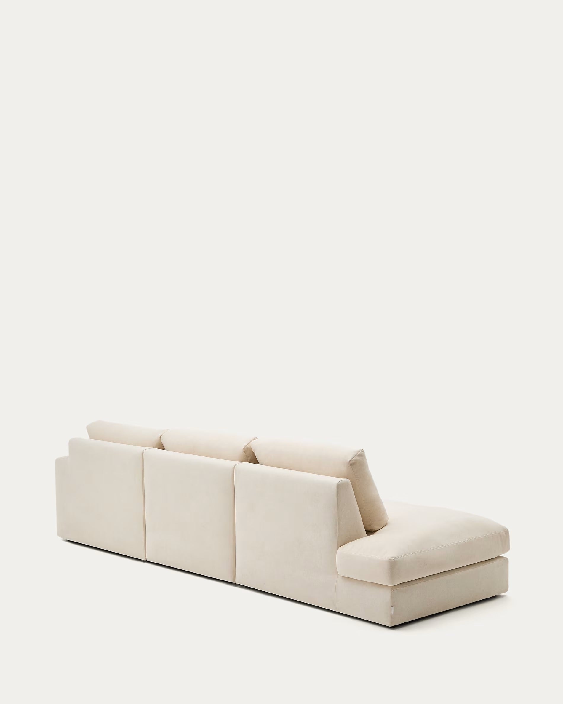 Rechtes 5-Sitzer-Ecksofa ALEA aus ecrufarbenem Chenille