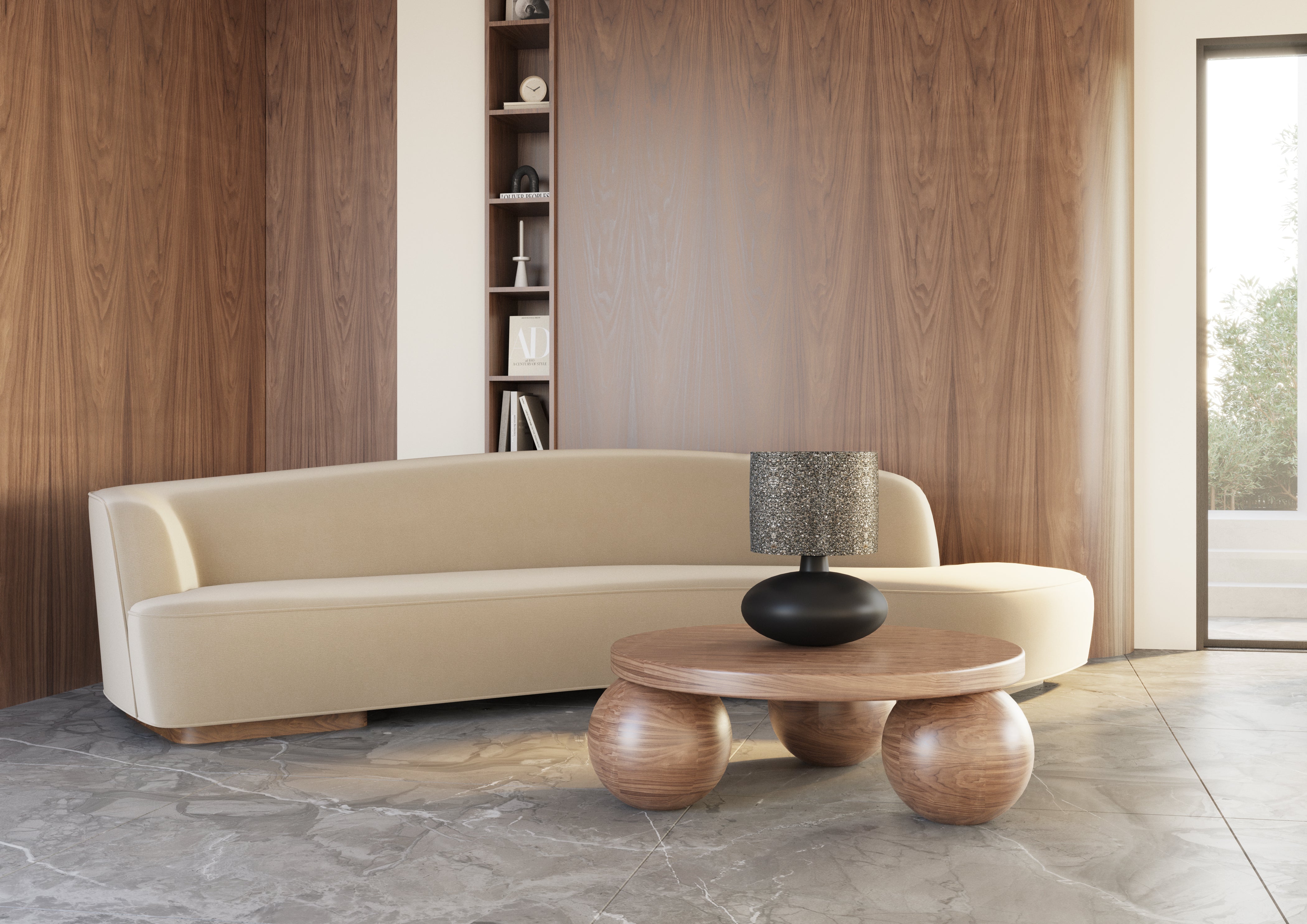 Tischlampe SAWA STONE matt schwarzes Glas