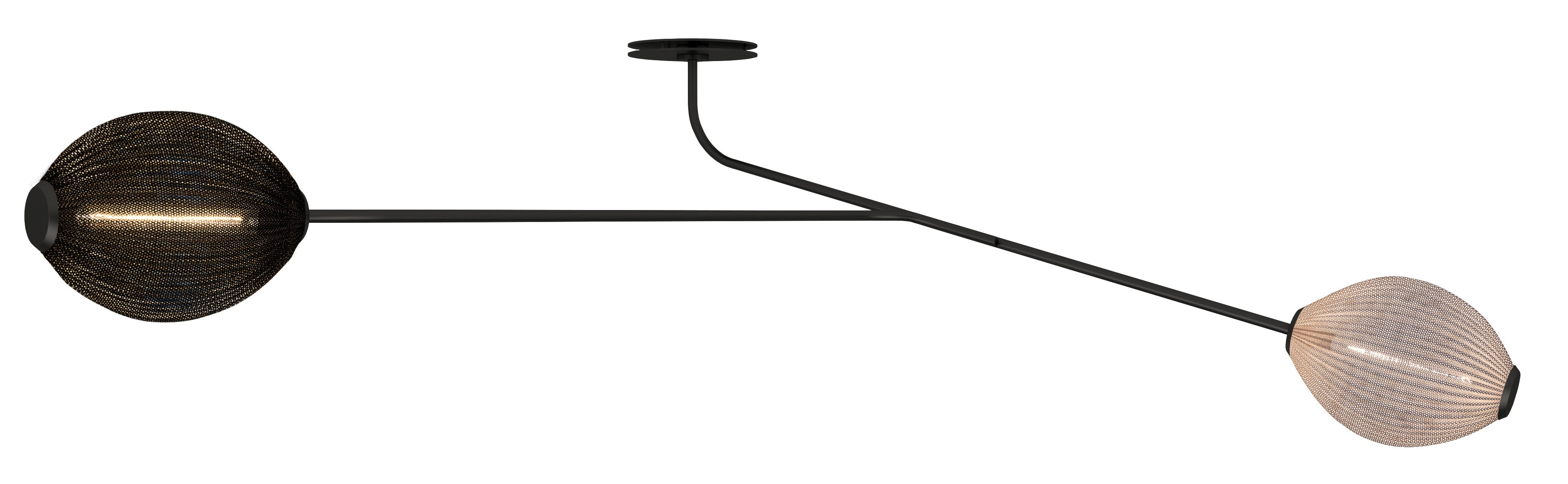 Satellite two-point lamp with arm, white with black