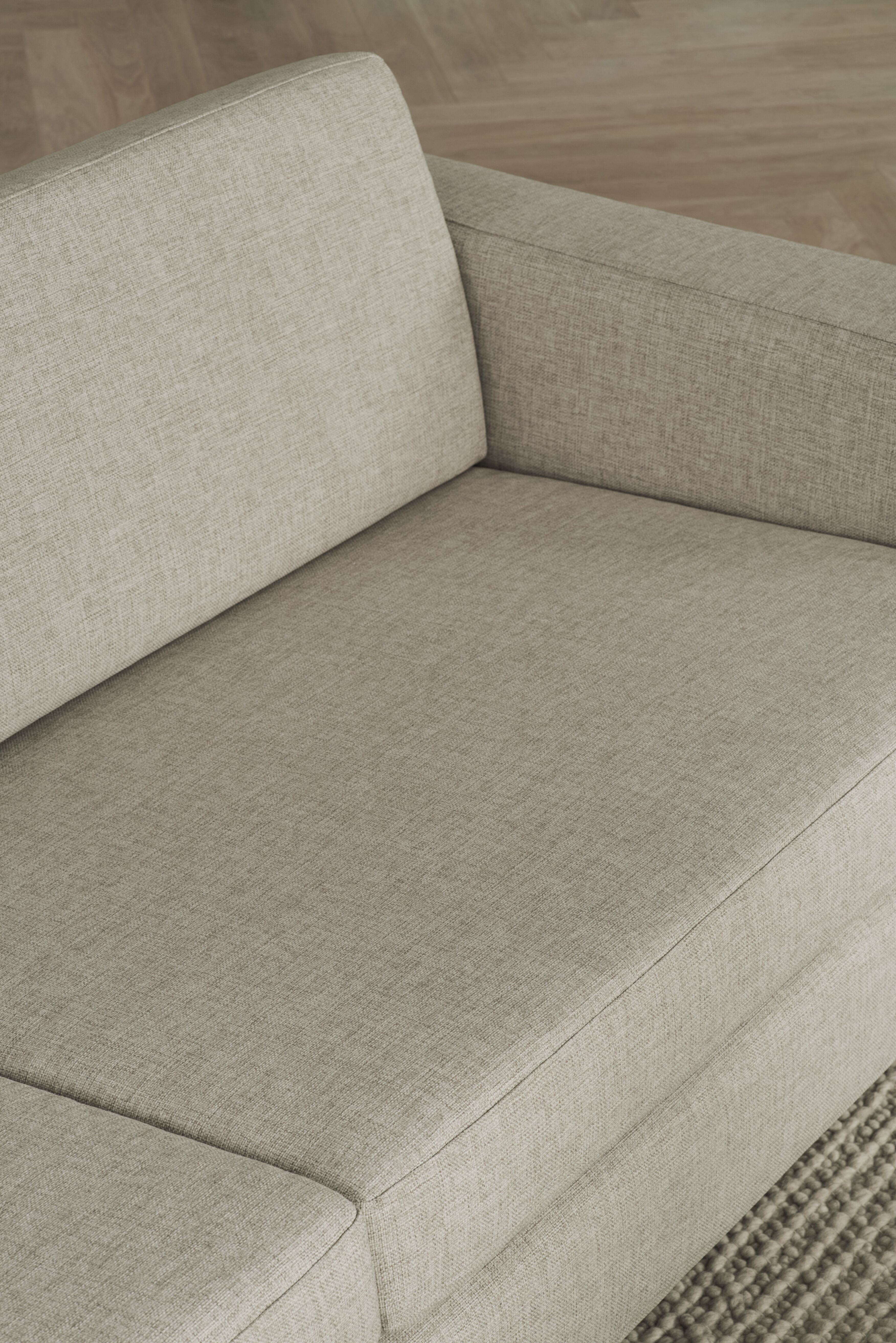 Sofa narożna rozkładana lewostronna 3-osobowa SCANDINAVIA z dębową podstawą