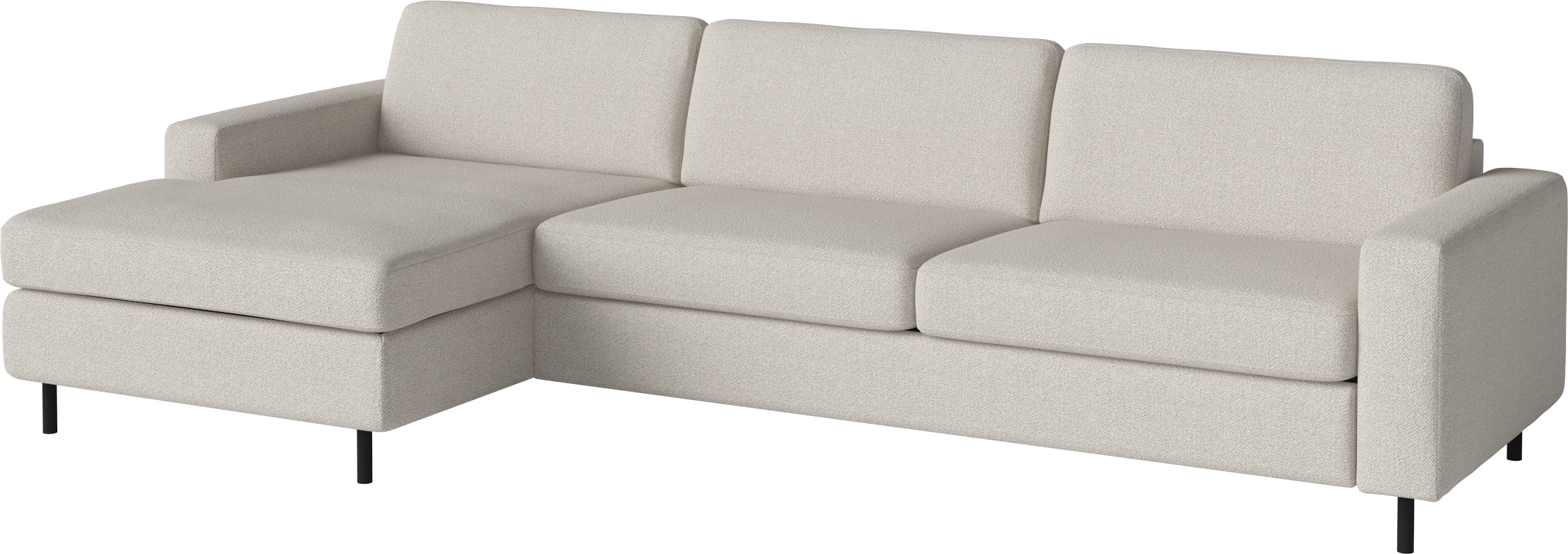 Sofa narożna rozkładana lewostronna 3-osobowa SCANDINAVIA z czarną podstawą