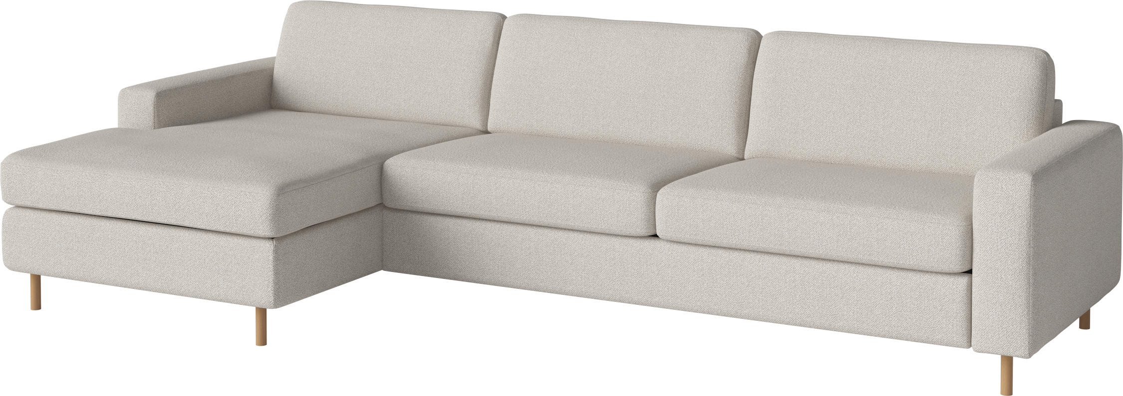 Sofa narożna rozkładana lewostronna 3-osobowa SCANDINAVIA z dębową podstawą