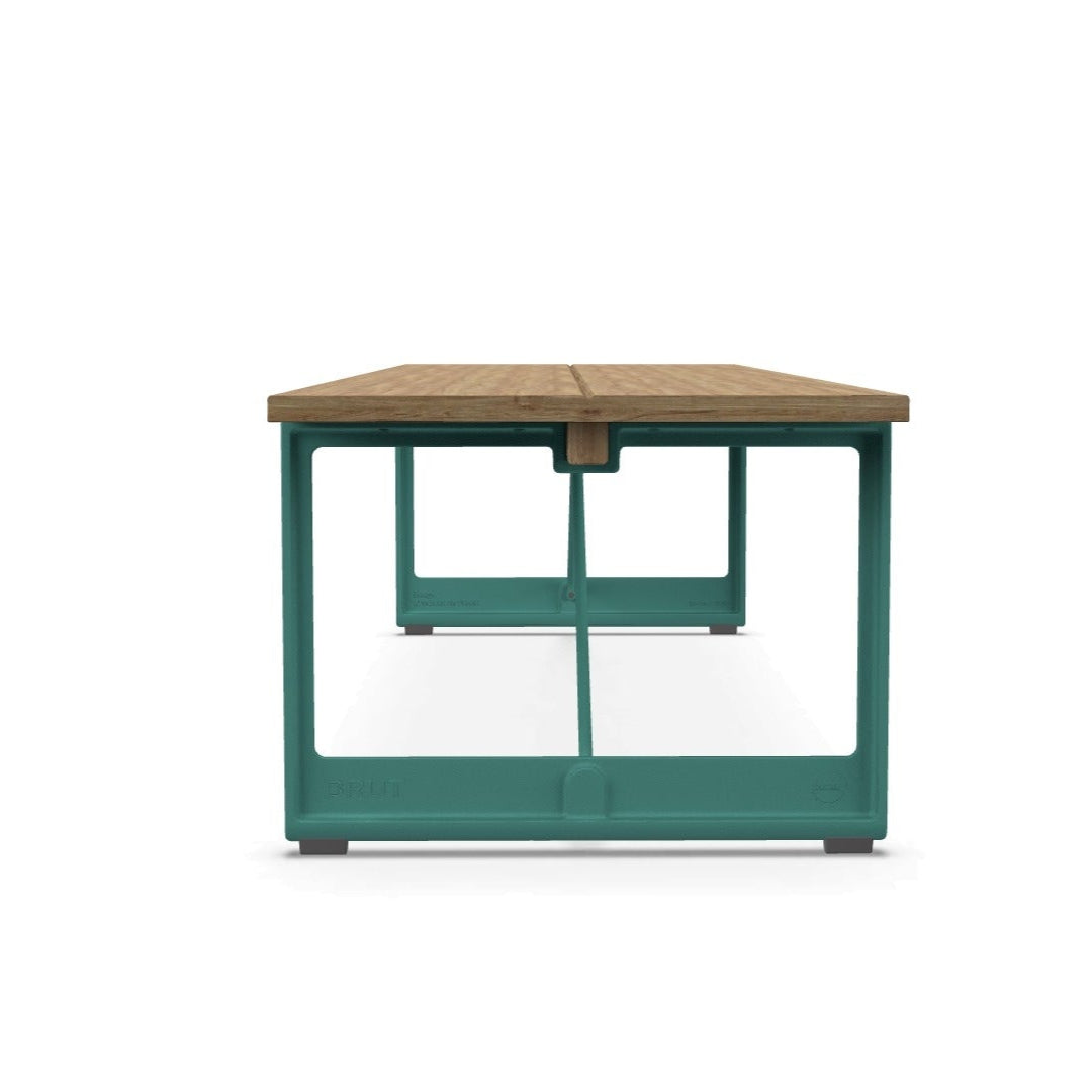 BRUT bench made of oak wood with a turquoise base