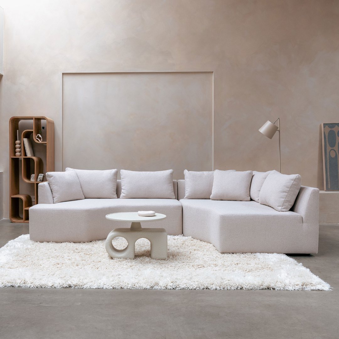 Modulares Sofa PROSPER - rechtsseitiger Chaiselongue in Sandfarbe