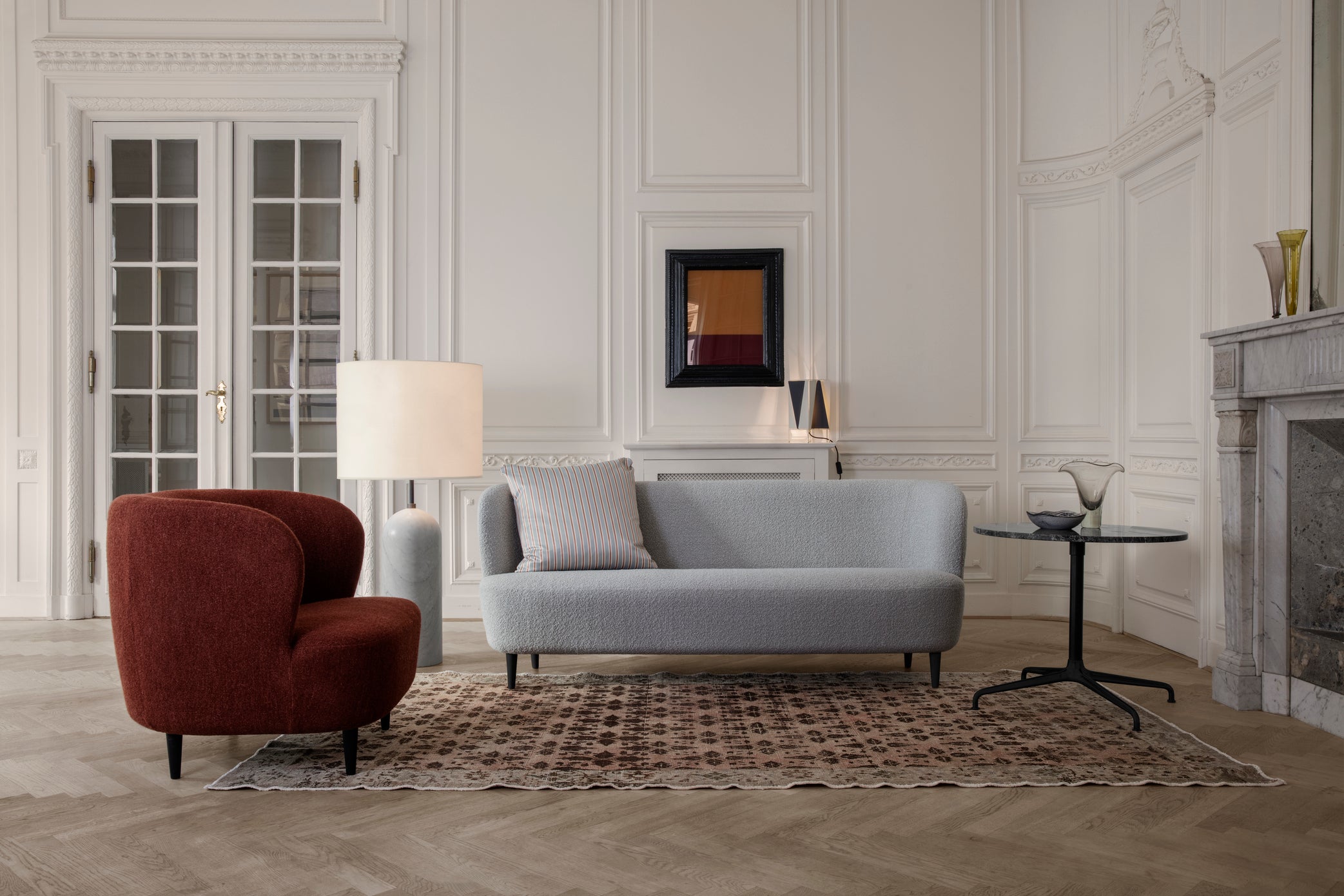 STAY upholstered sofa with oak base