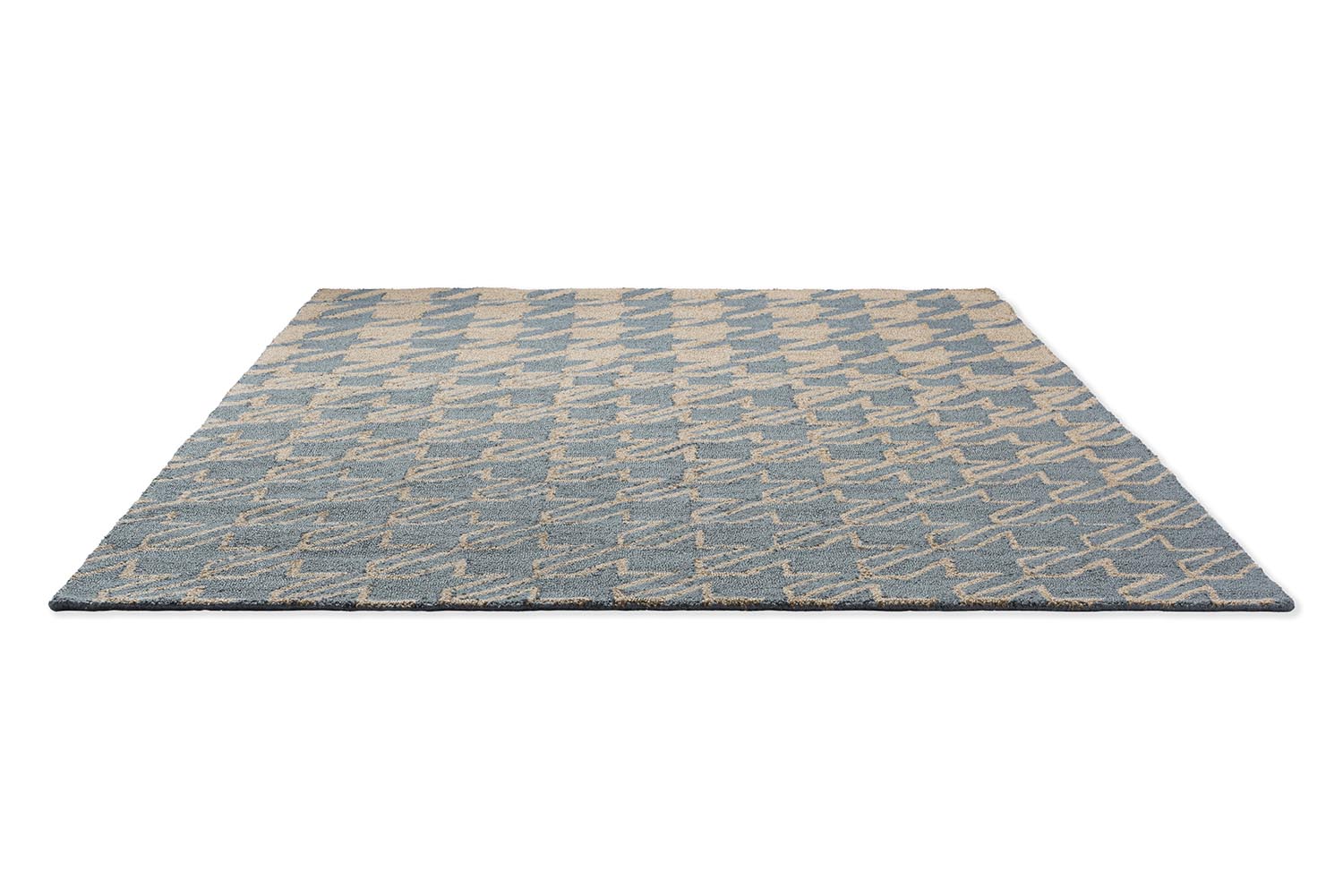 Dywan zewnętrzny HOUNDSTOOTH WASHED niebiesko-beżowy