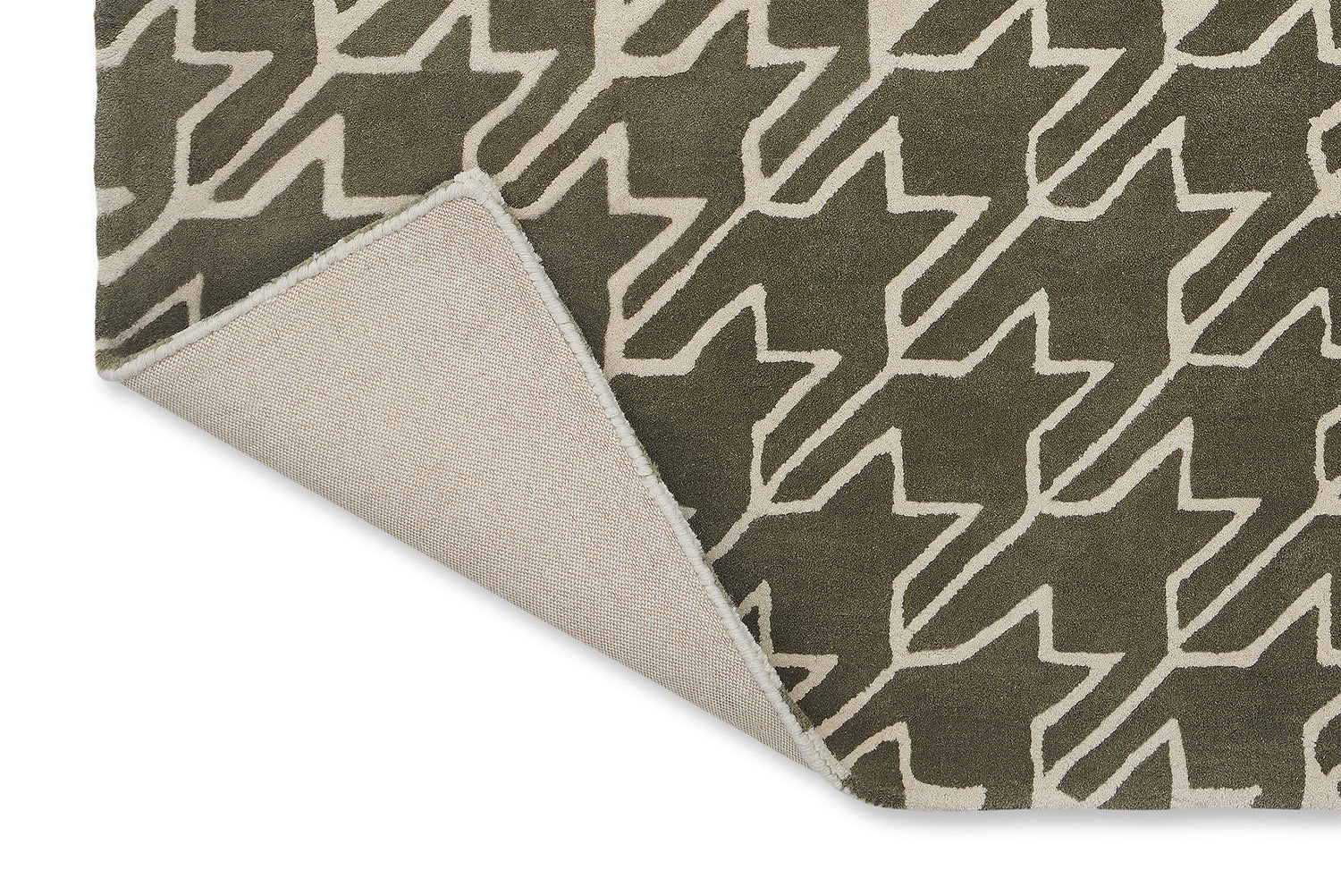 Dywan w pepitkę HOUNDSTOOTH GREY beżowo-zielony