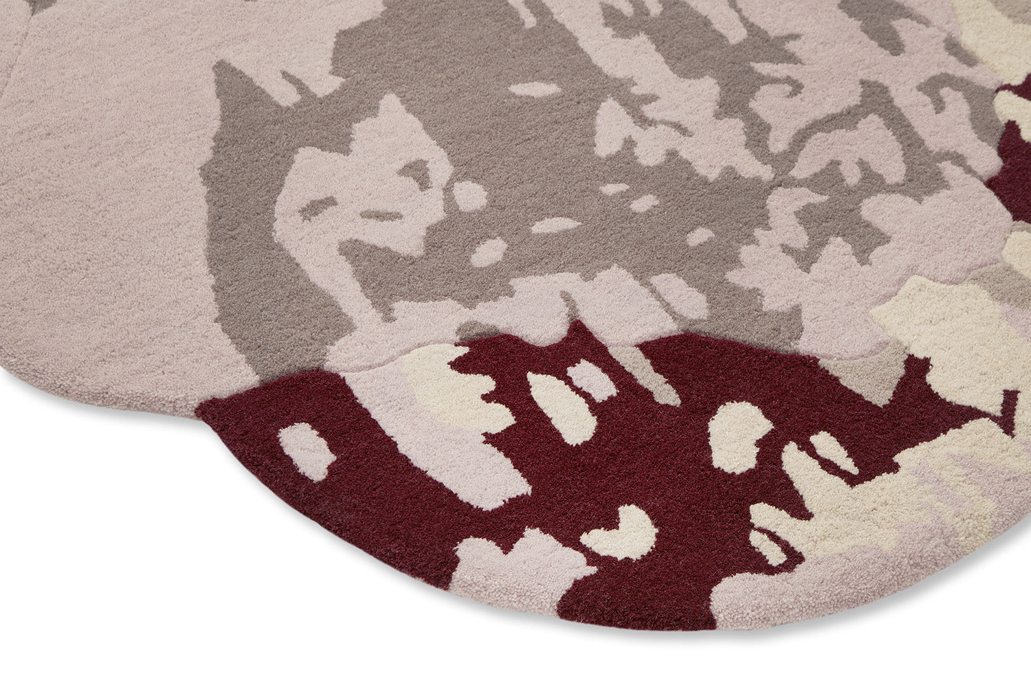 Shaped Magnolien-Teppich Burgunder-Beige