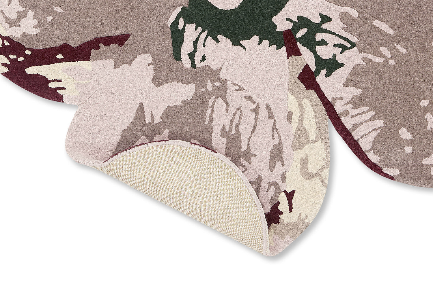 Shaped Magnolien-Teppich Burgunder-Beige