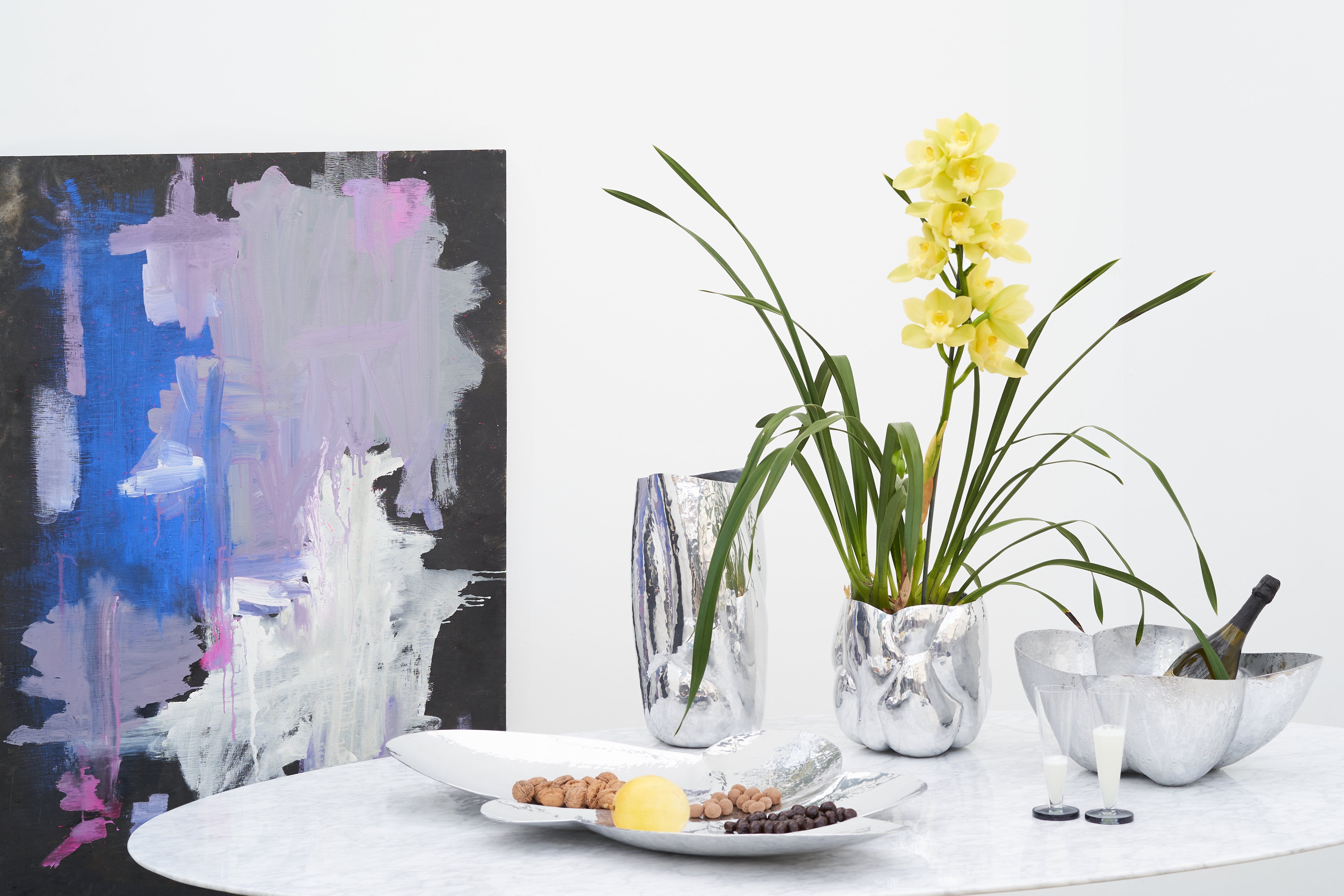 Silberwolke hohe Vase