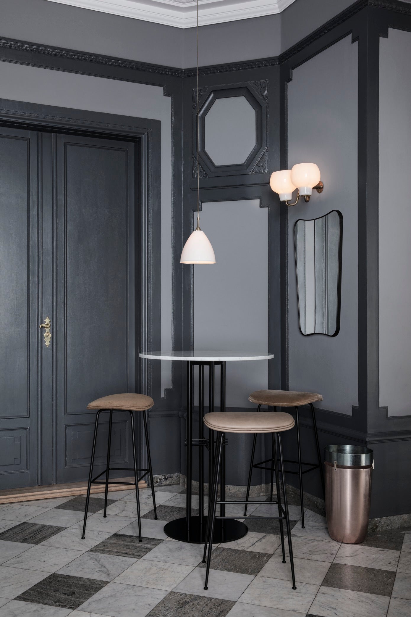 BESTLITE BL9 Brass Pendant Lamp with Cream Shade