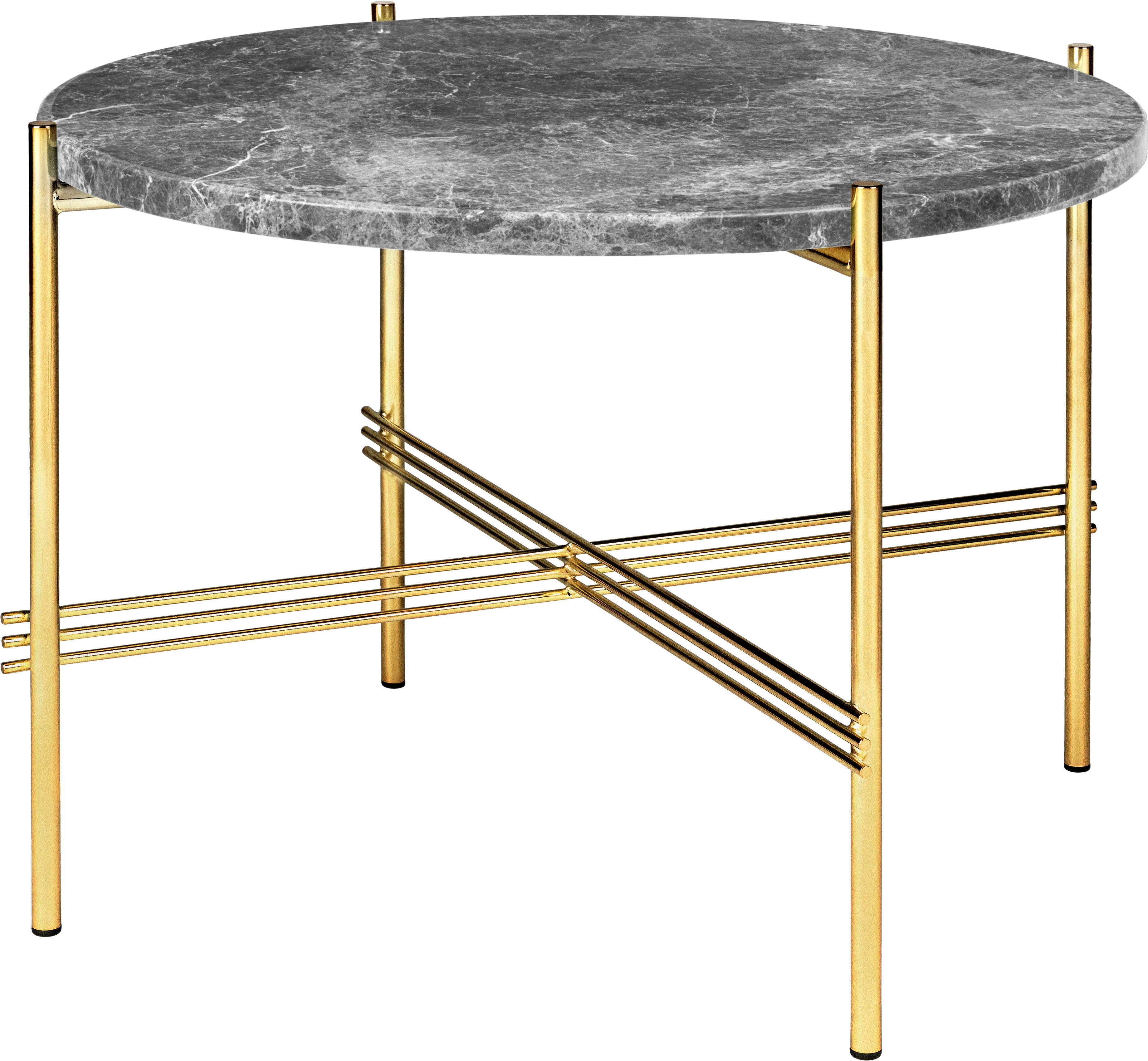 Runder Couchtisch TS grauer Marmor mit goldenem Gestell