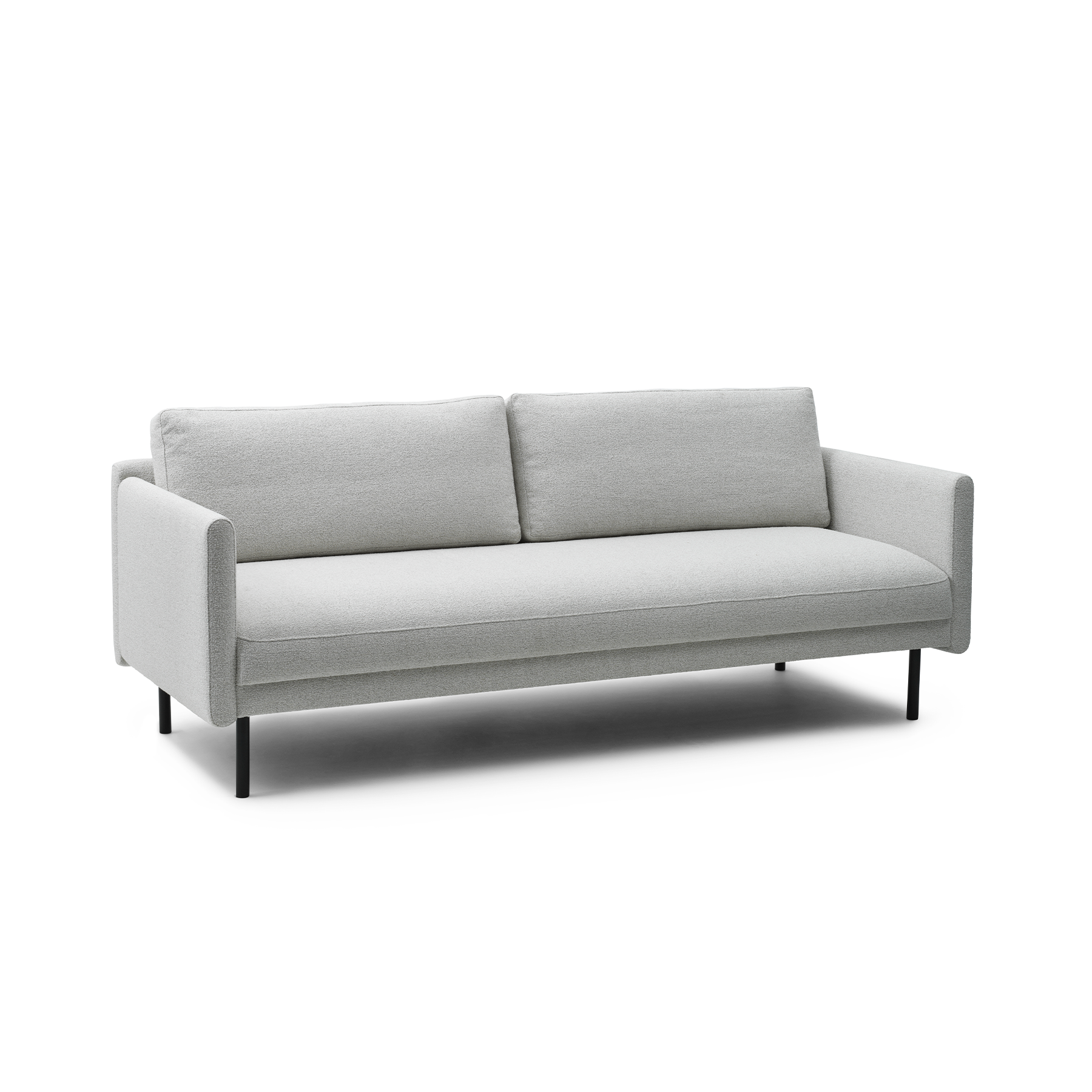 Light gray rar sofa with a black base