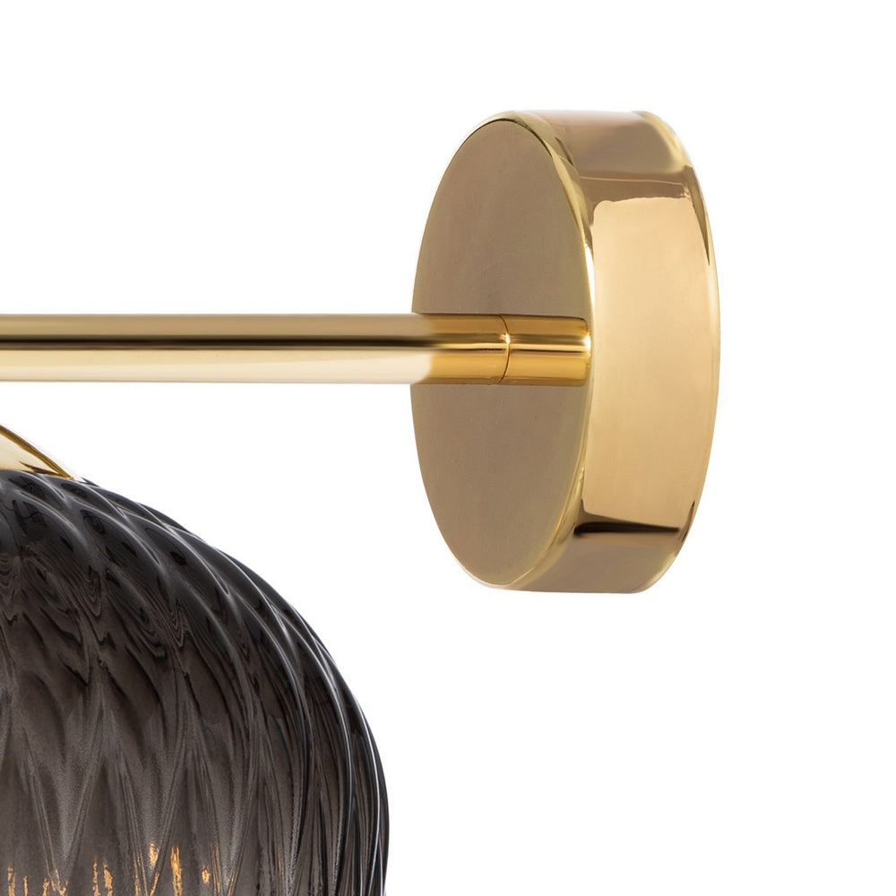 Wandleuchte VENUS mit grauem Glas und goldenen Akzenten