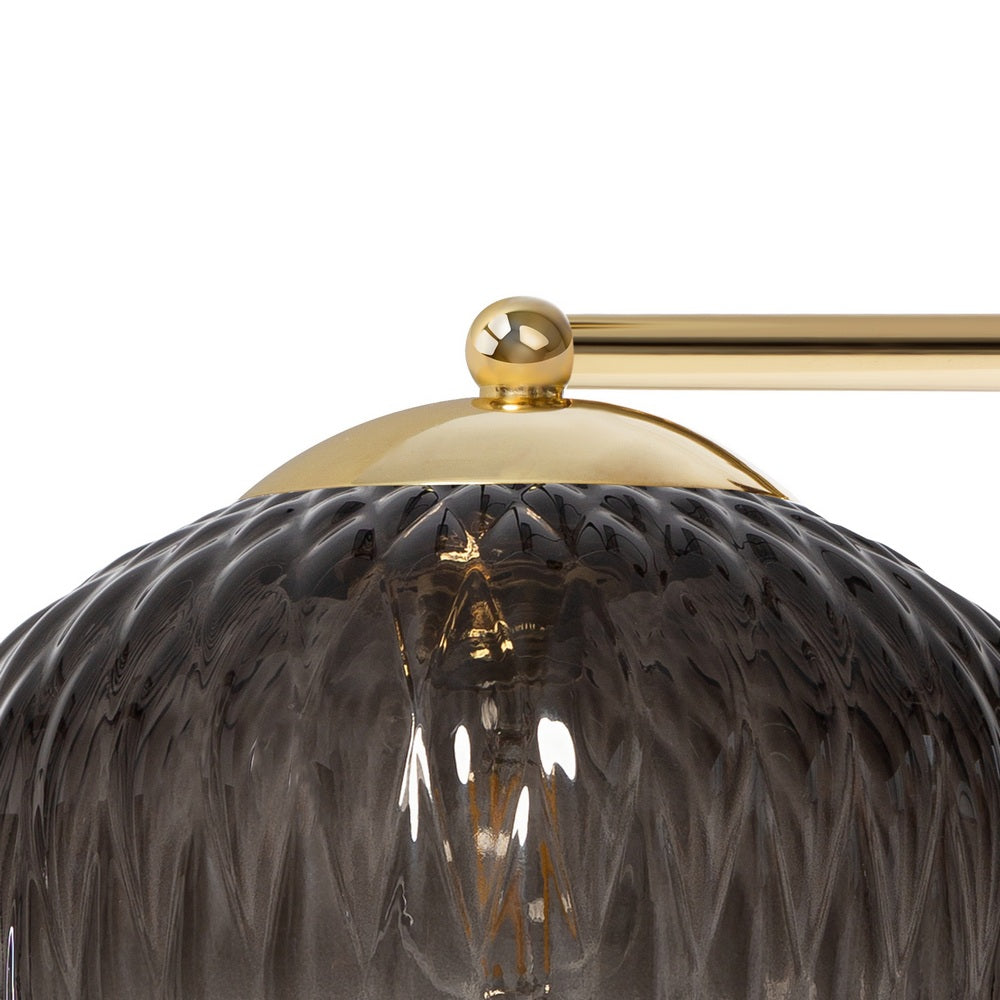 Wandleuchte VENUS mit grauem Glas und goldenen Akzenten