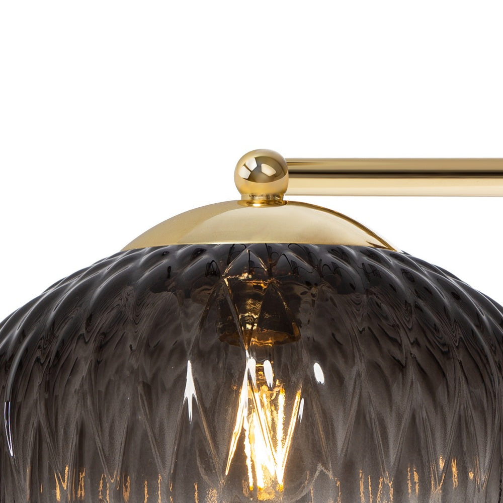 Wandleuchte VENUS mit grauem Glas und goldenen Akzenten