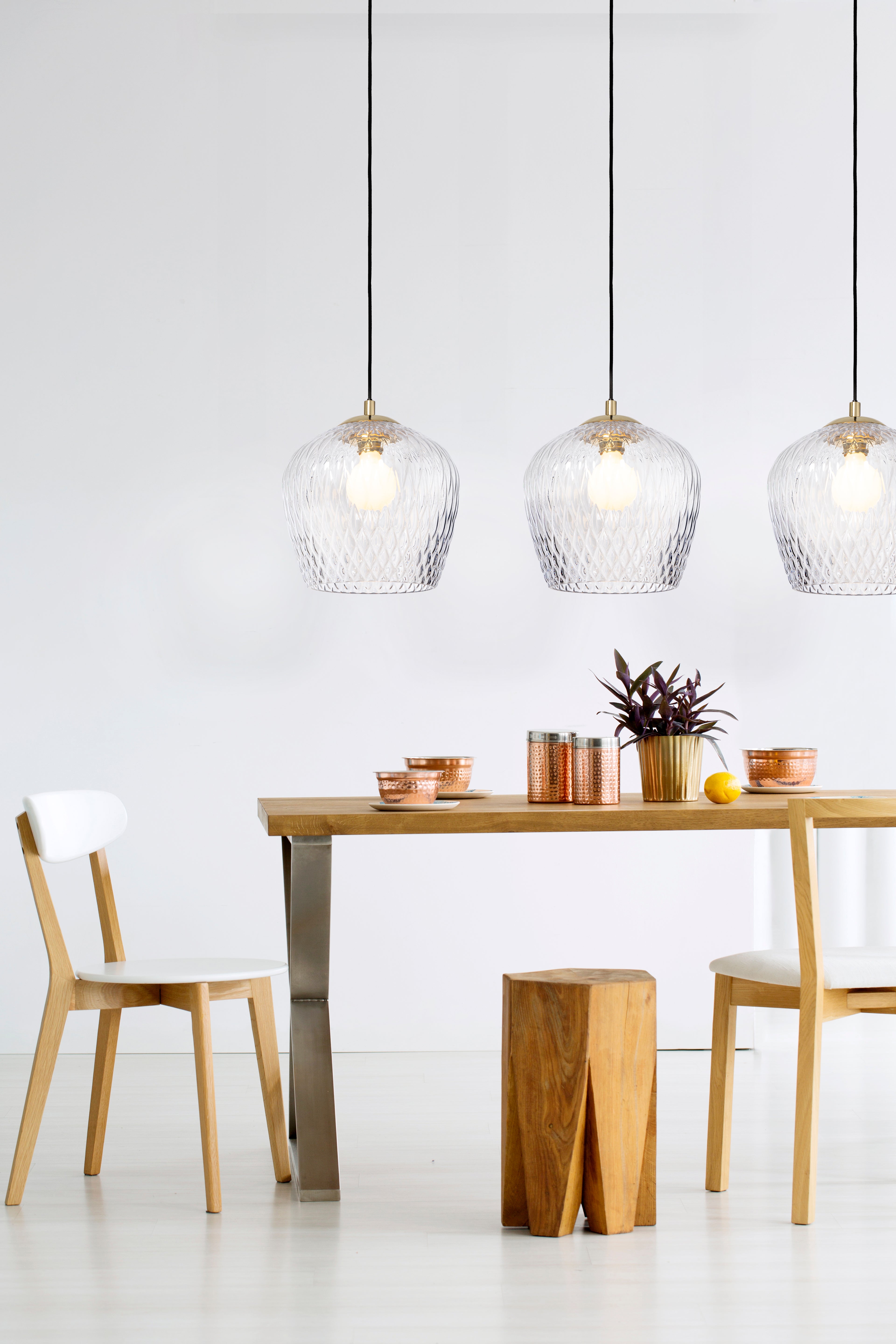 Lampa wisząca na listwie VENUS 3 szklany klosz