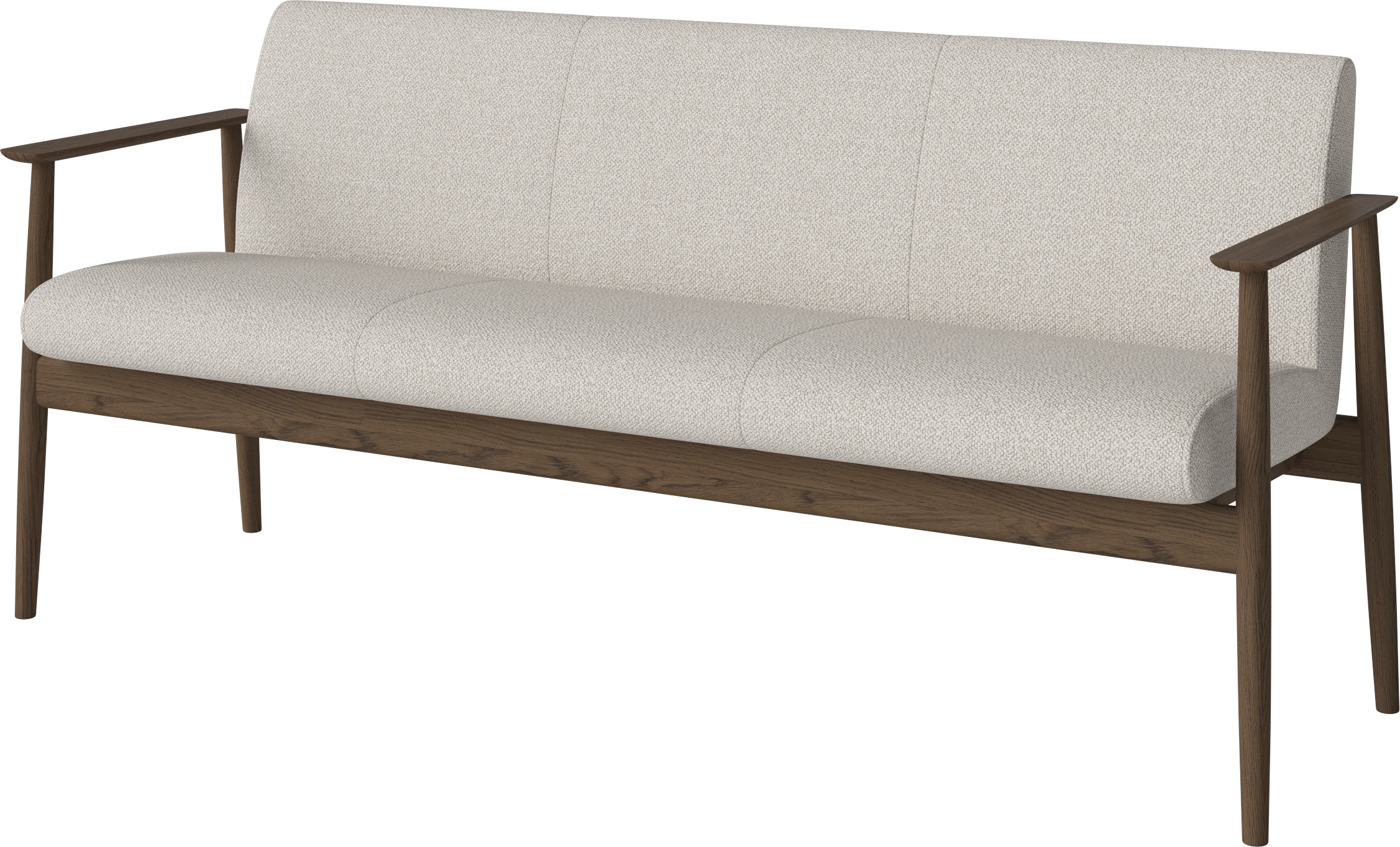 Visti gepolsterte Sofa -Basis aus dunklem Eichenholz