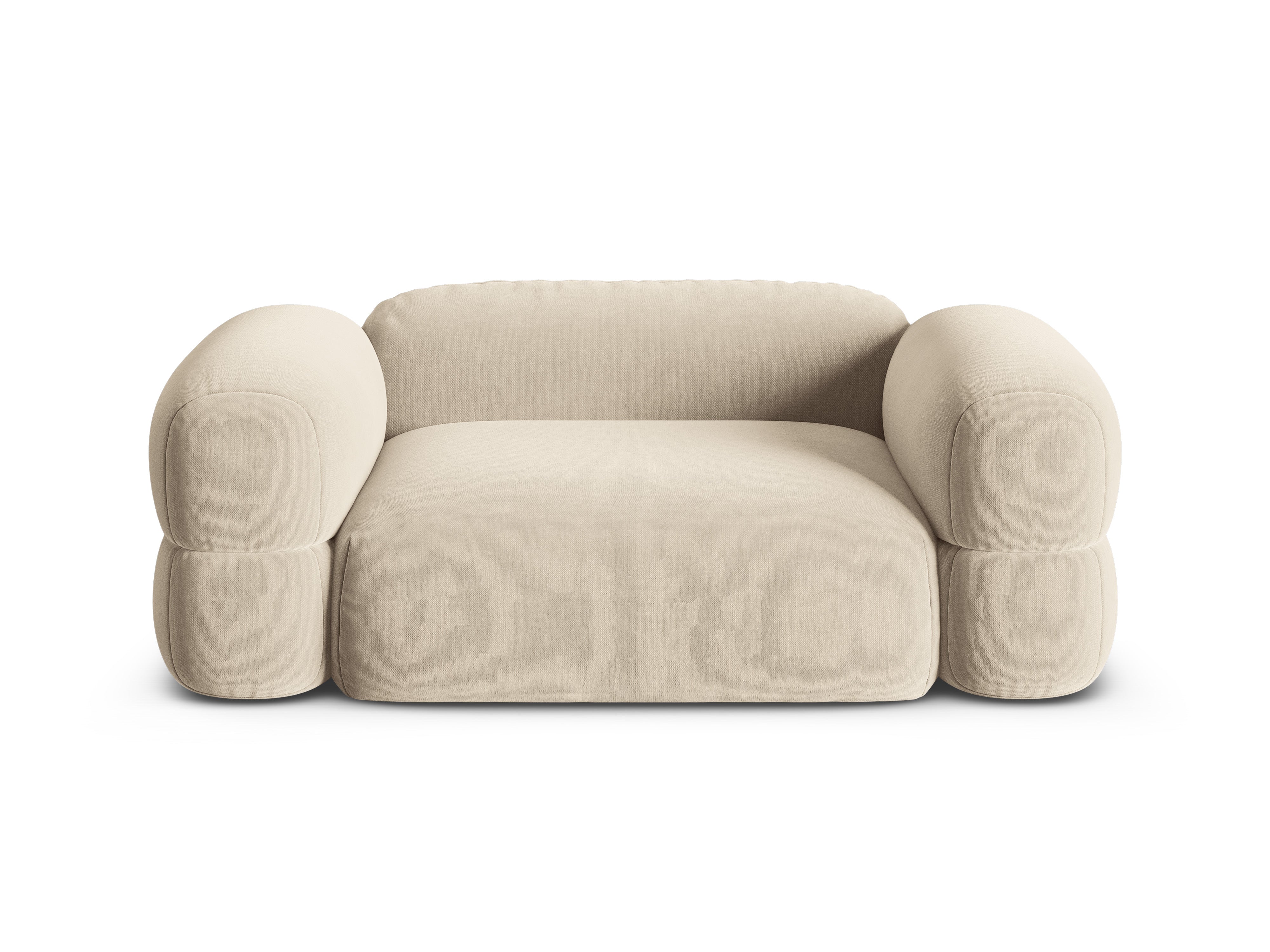 Sofa aksamitna 2-osobowa ROGER jasnobeżowy